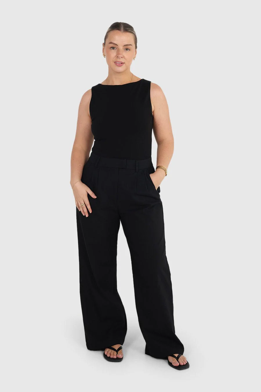 ARIE LINEN PANTS BLACK - Image 7