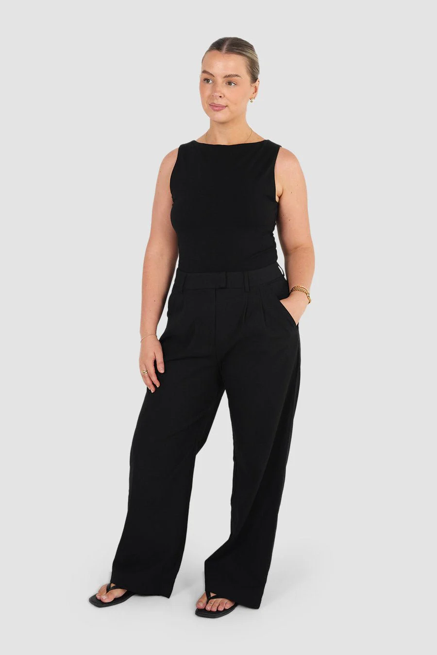 ARIE LINEN PANTS BLACK - Image 8