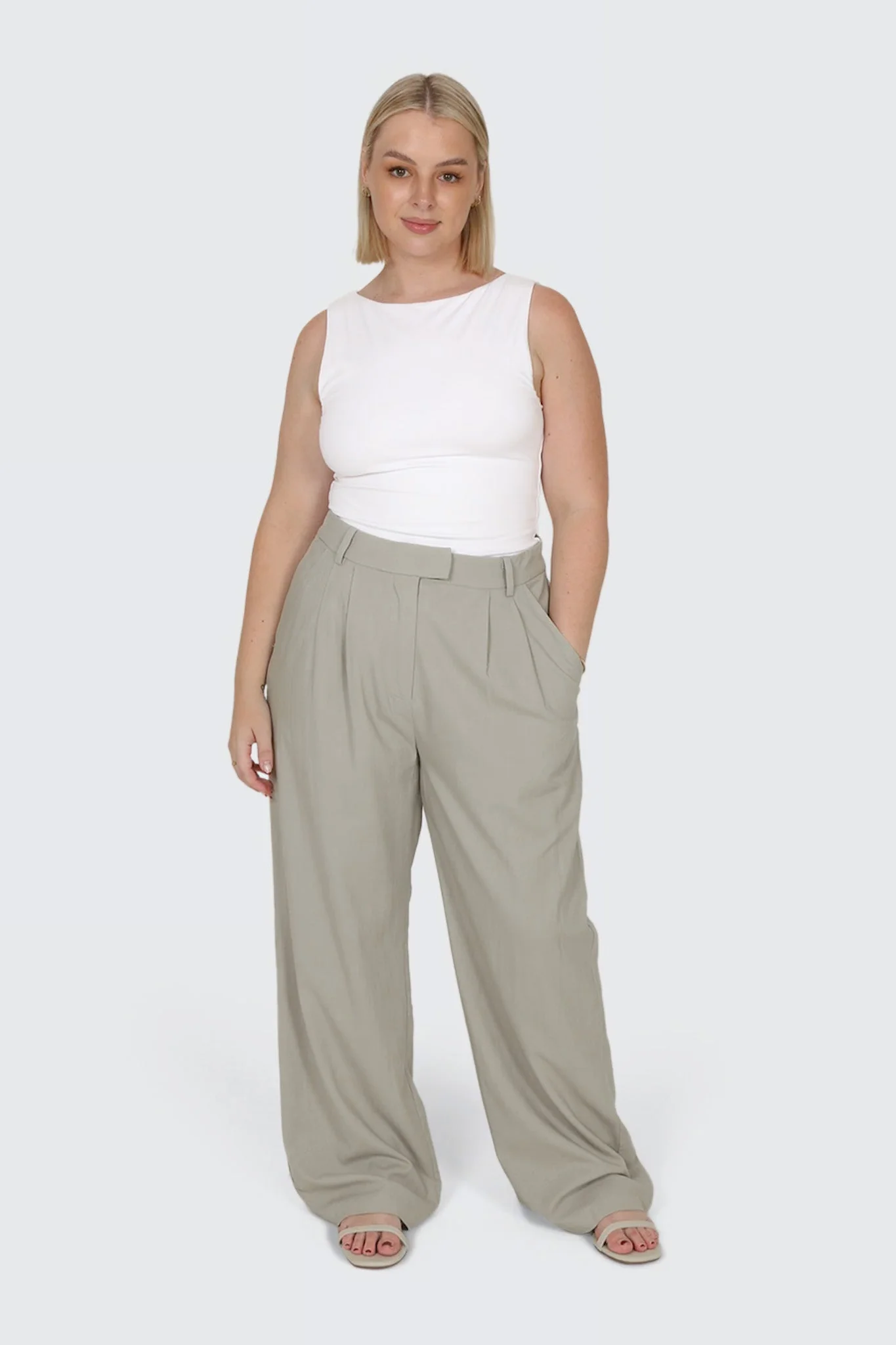 ARIE LINEN PANTS STONE TALL FIT - Image 3