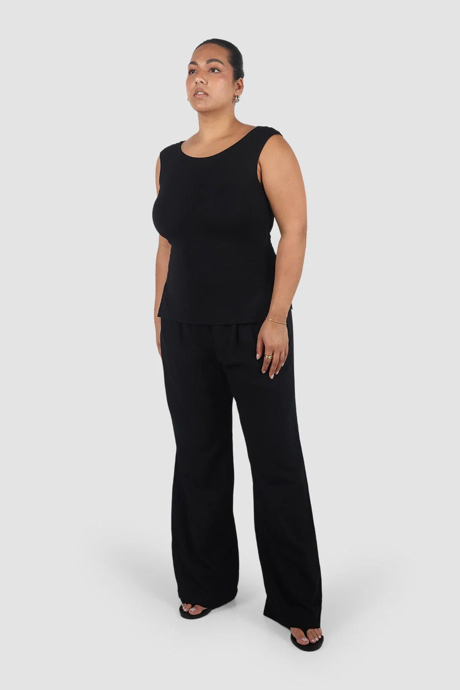 ARIE LINEN PANTS TALL FIT BLACK - Image 4
