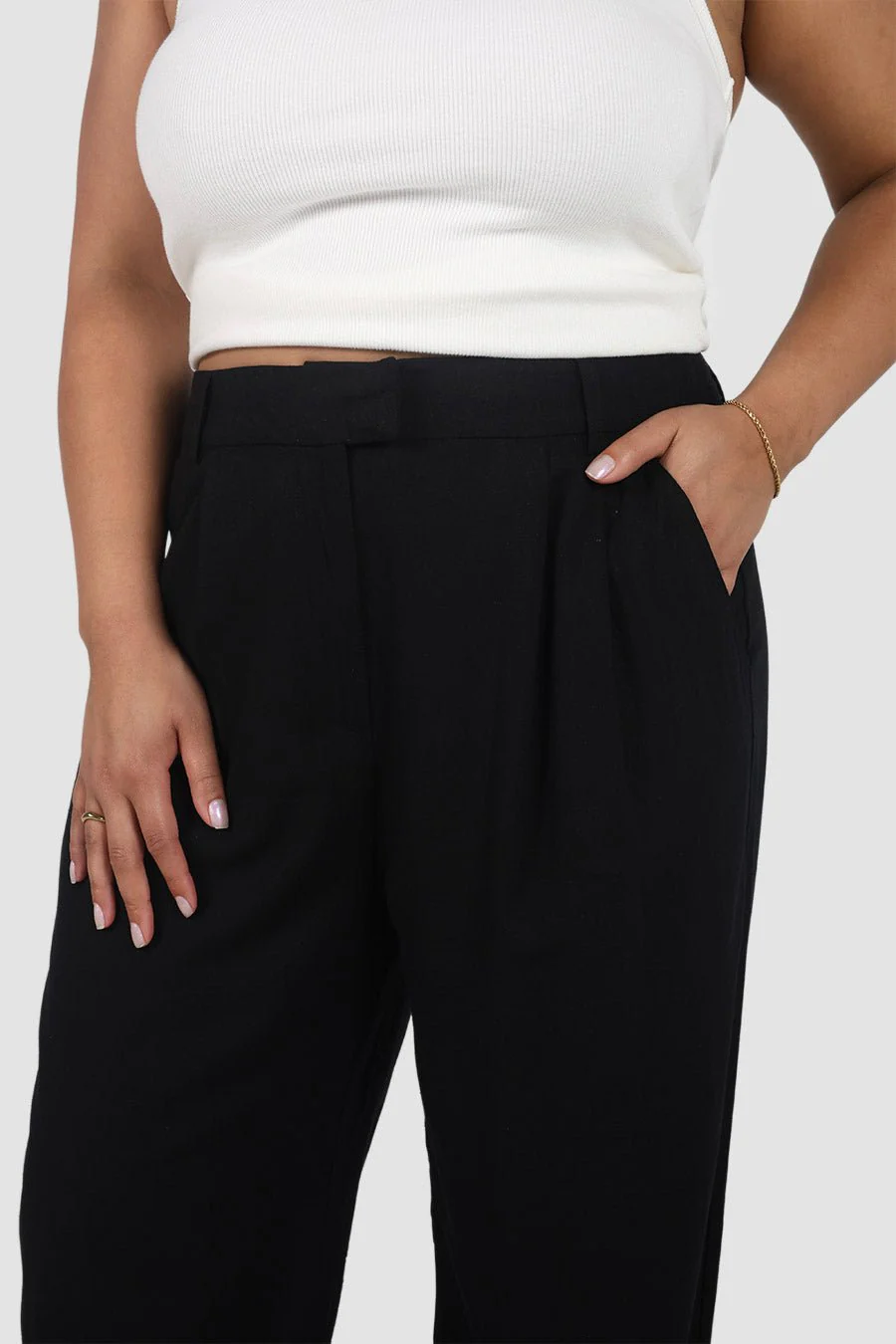 ARIE LINEN PANTS TALL FIT BLACK - Image 8