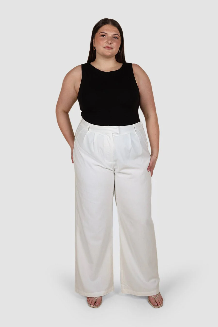 ARIE LINEN PANTS TALL FIT WHITE