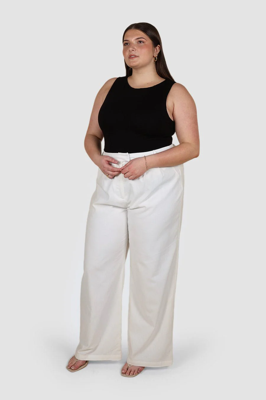 ARIE LINEN PANTS TALL FIT WHITE - Image 3