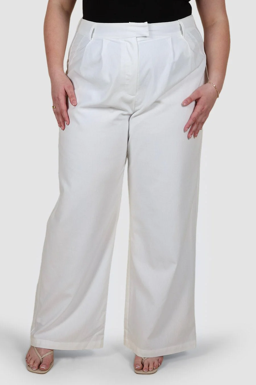 ARIE LINEN PANTS TALL FIT WHITE - Image 4