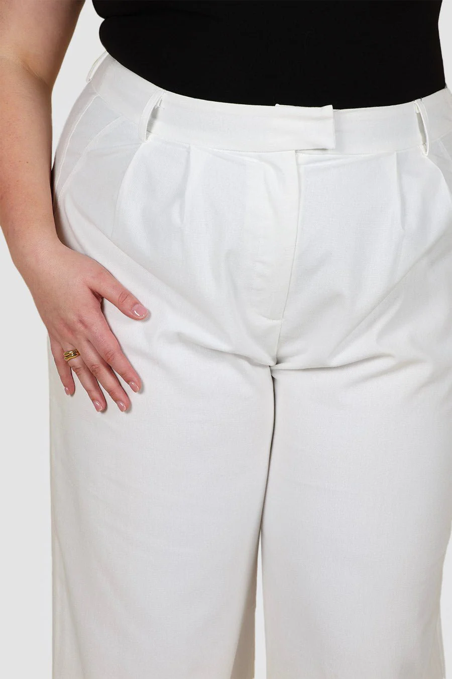 ARIE LINEN PANTS TALL FIT WHITE - Image 5