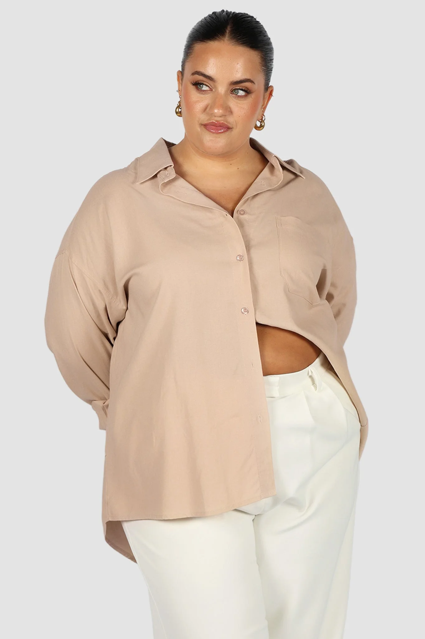 BEXLEY BUTTON SHIRT BEIGE - Image 2