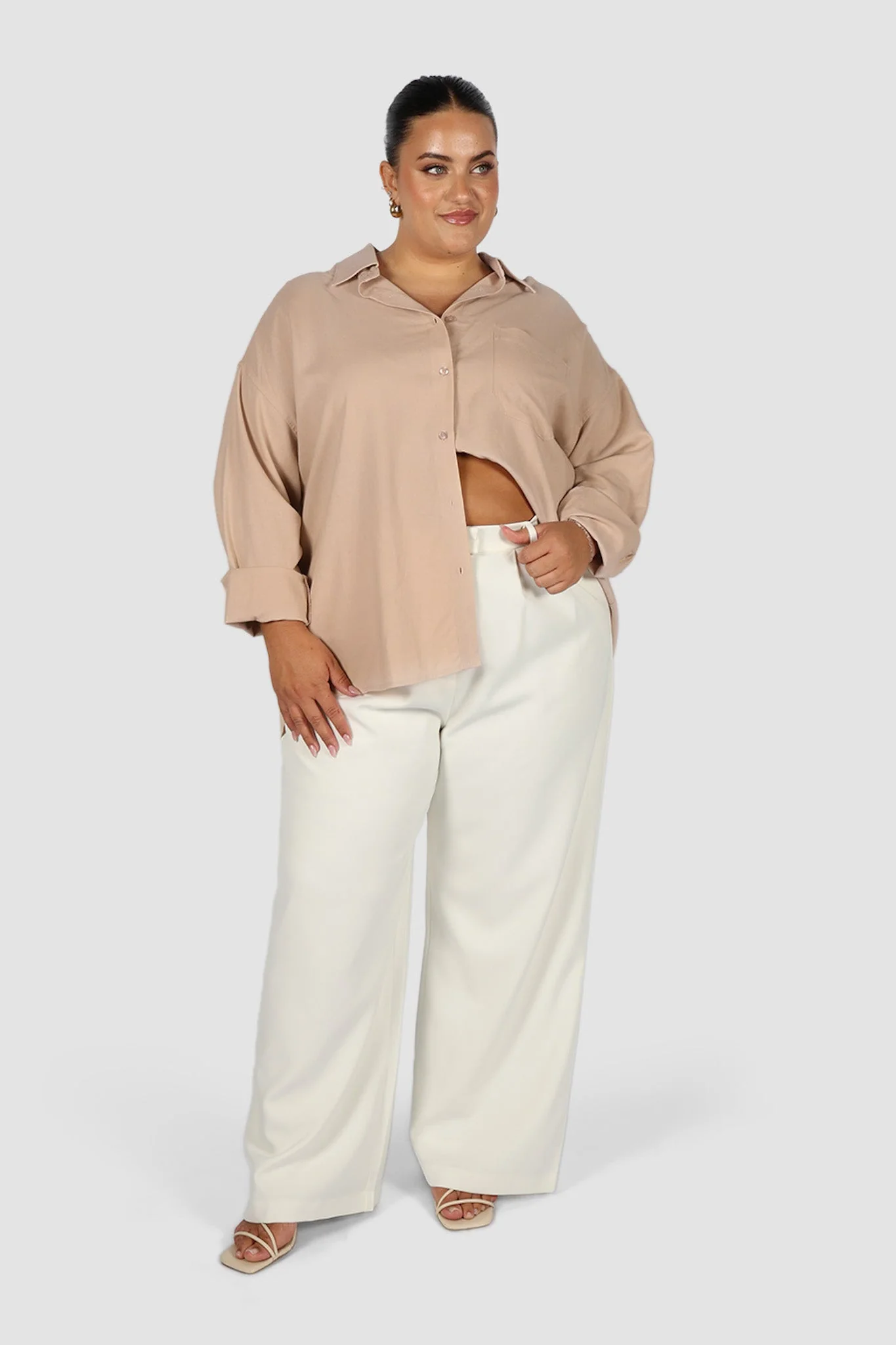 BEXLEY BUTTON SHIRT BEIGE - Image 4