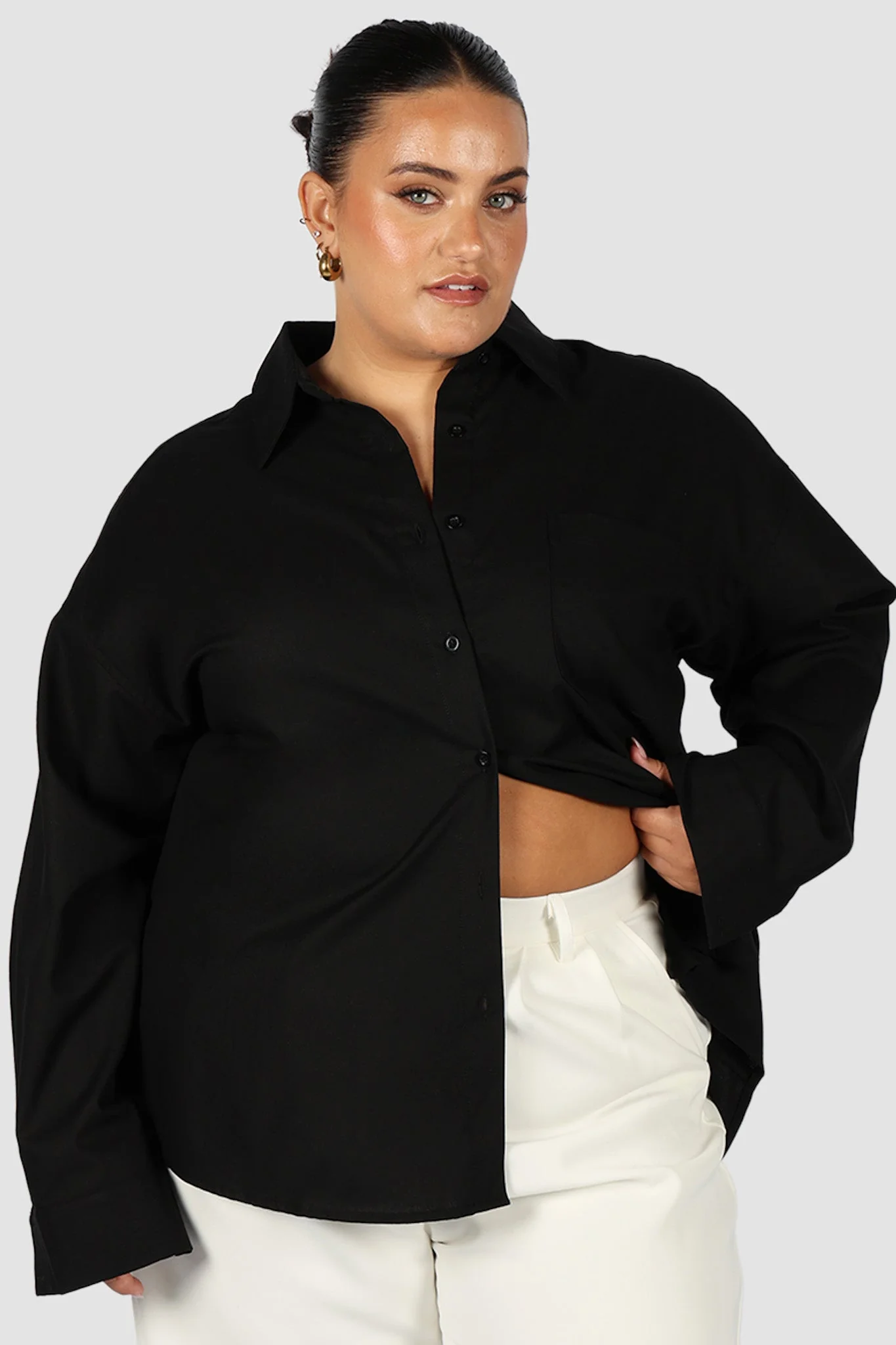 BEXLEY BUTTON SHIRT BLACK - Image 2