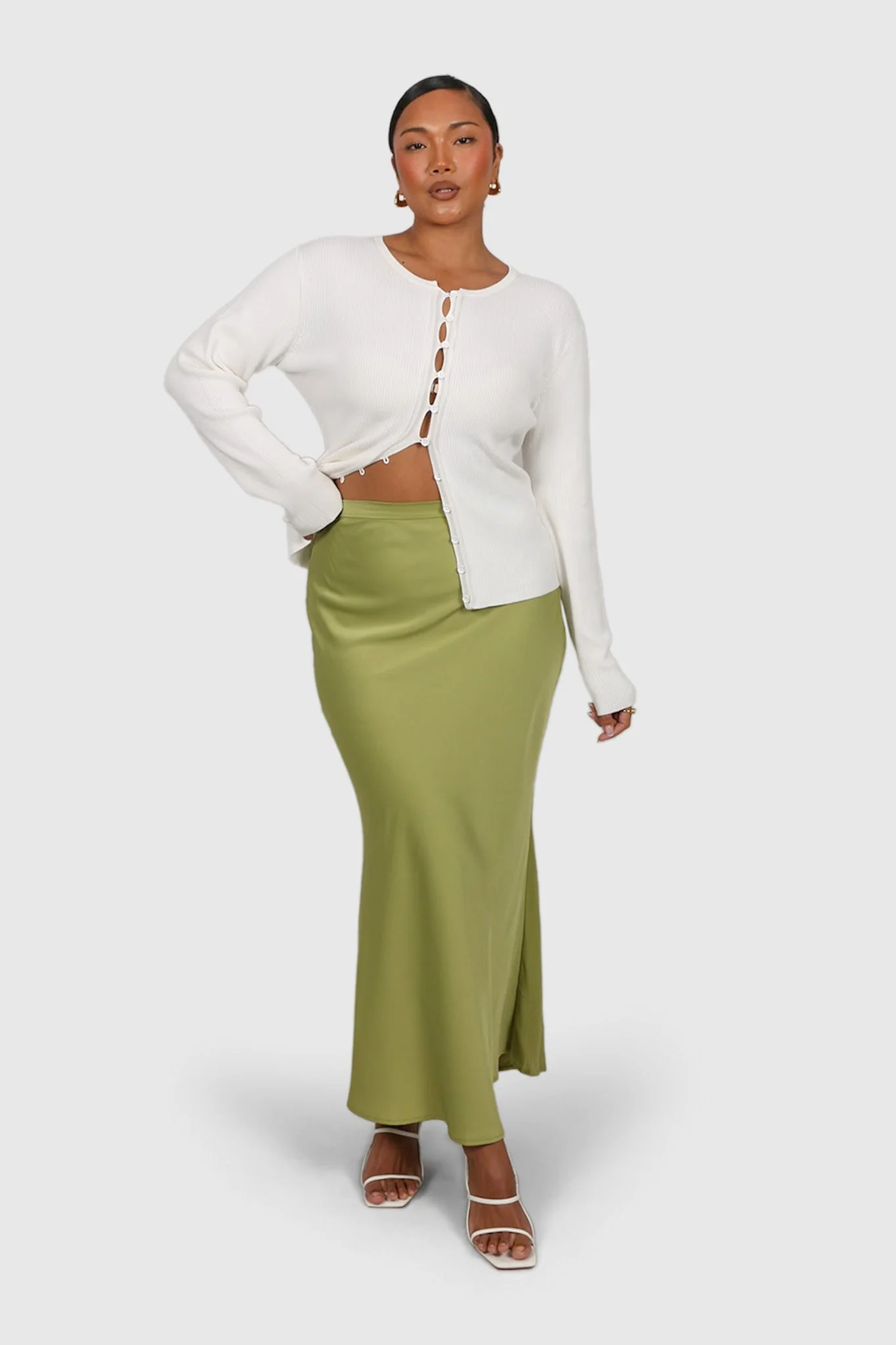 BIANCA SLIP MIDI SKIRT KIWI - Image 7