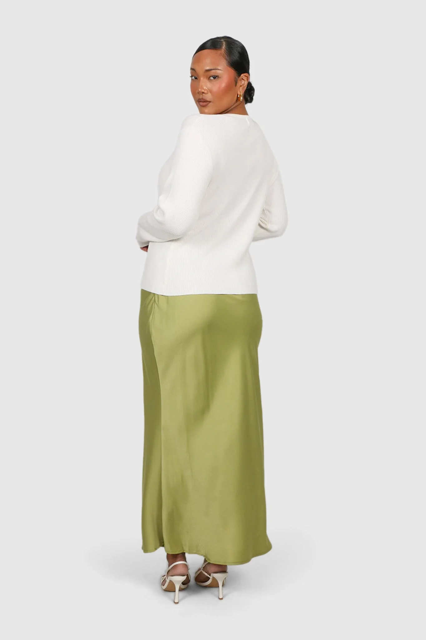 BIANCA SLIP MIDI SKIRT KIWI - Image 8