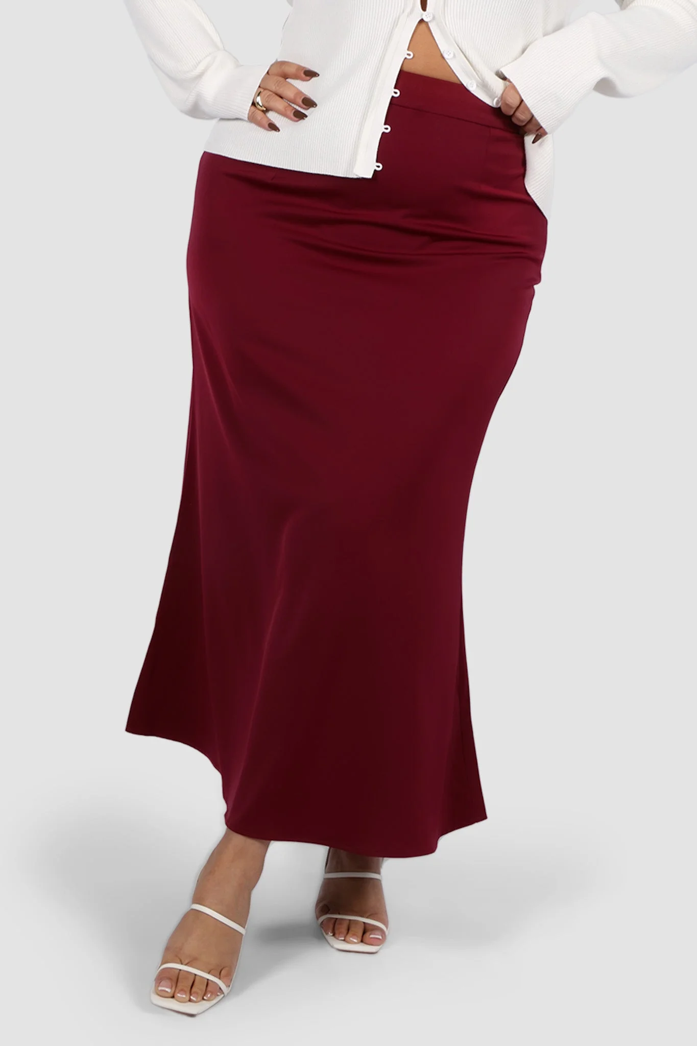 BIANCA SLIP MIDI SKIRT MERLOT - Image 2