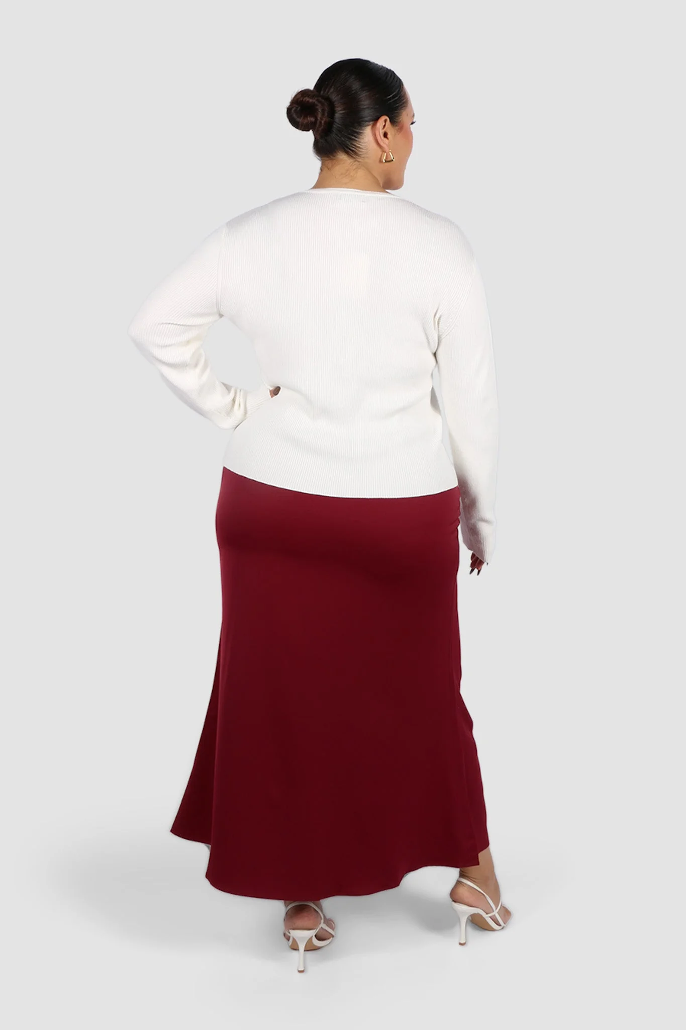 BIANCA SLIP MIDI SKIRT MERLOT - Image 5