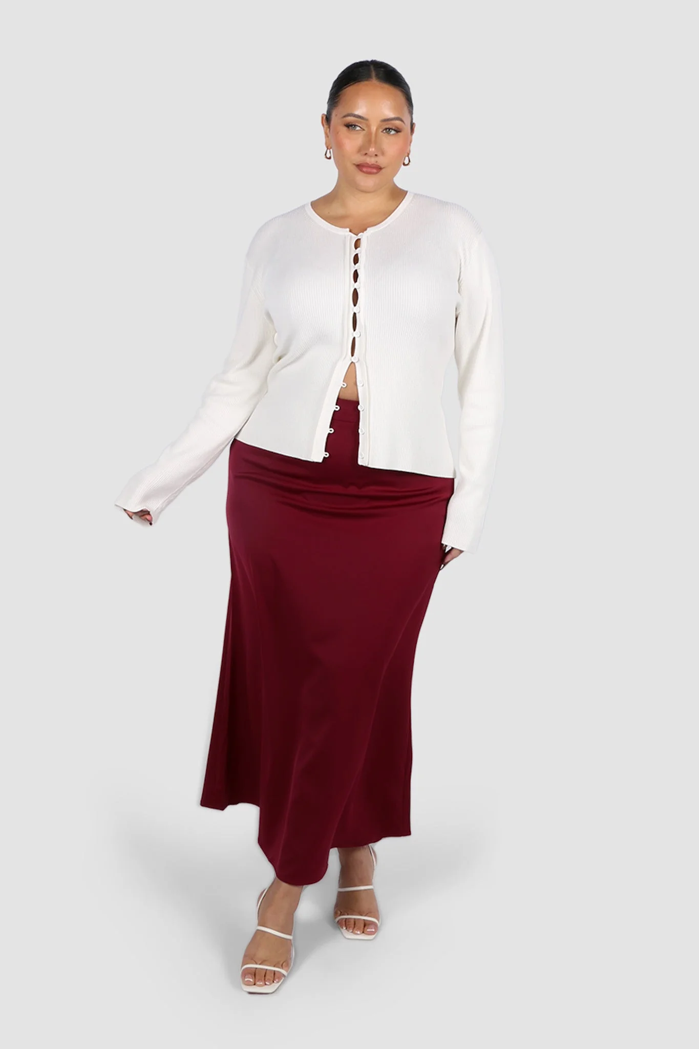 BIANCA SLIP MIDI SKIRT MERLOT - Image 6