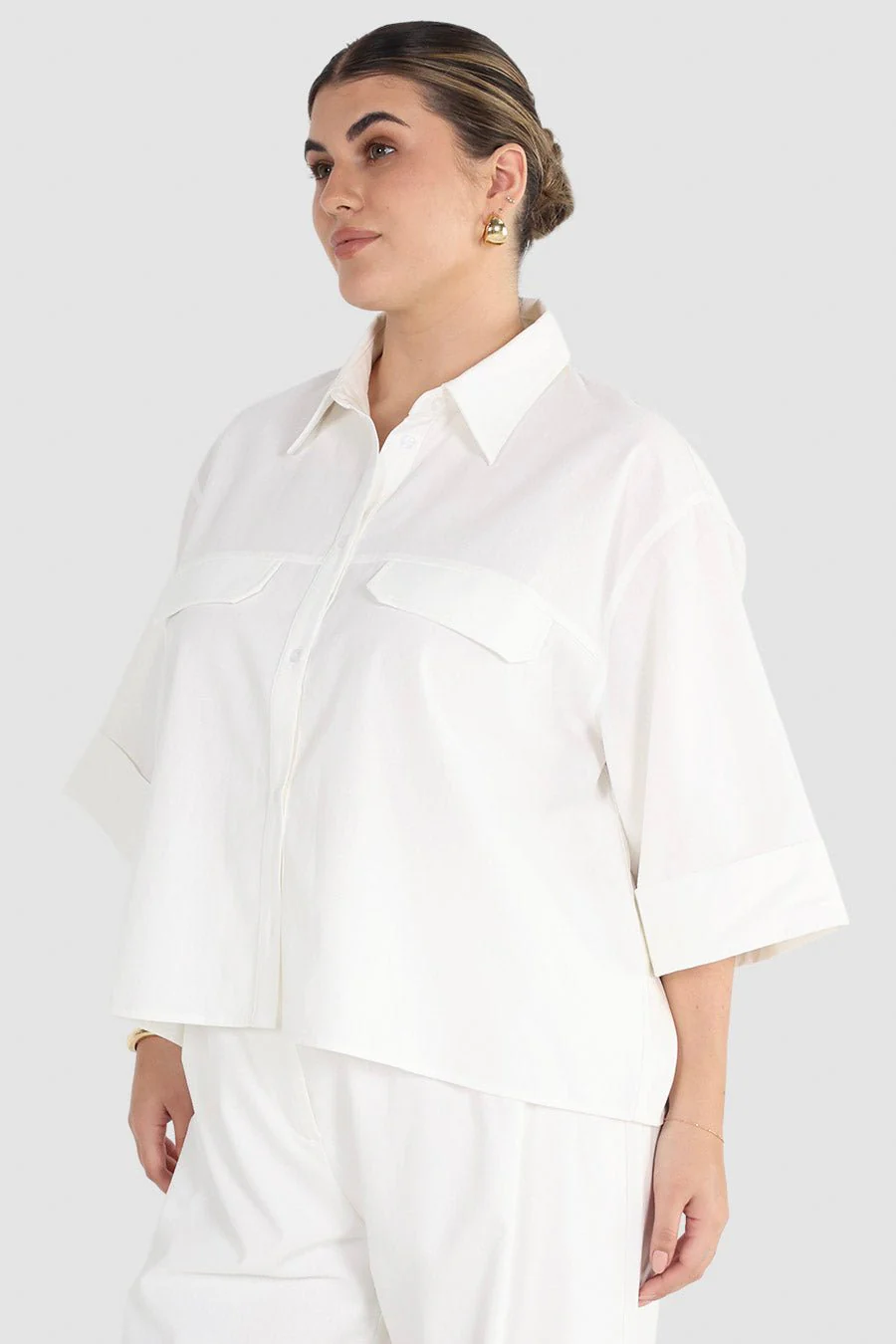 BOSTON BUTTON SHIRT WHITE - Image 4
