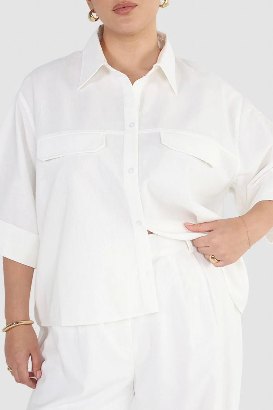 BOSTON BUTTON SHIRT WHITE - Image 7