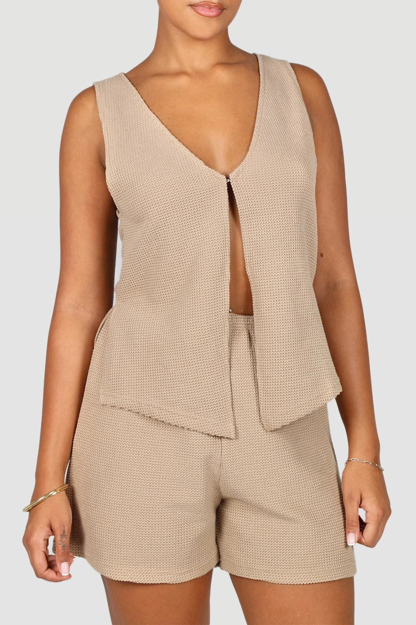 CAPRI WAFFLE SHORTS BISCUIT - Image 2