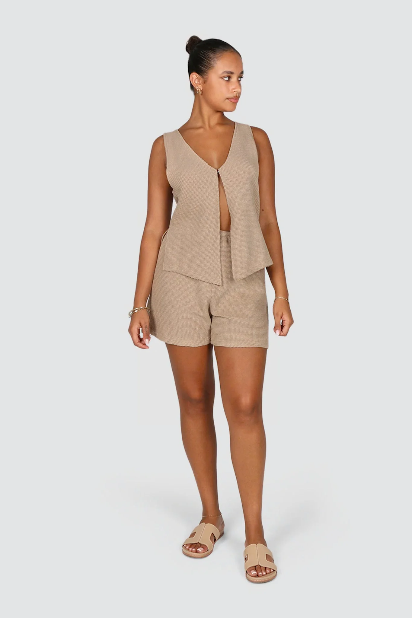 CAPRI WAFFLE SHORTS BISCUIT - Image 3