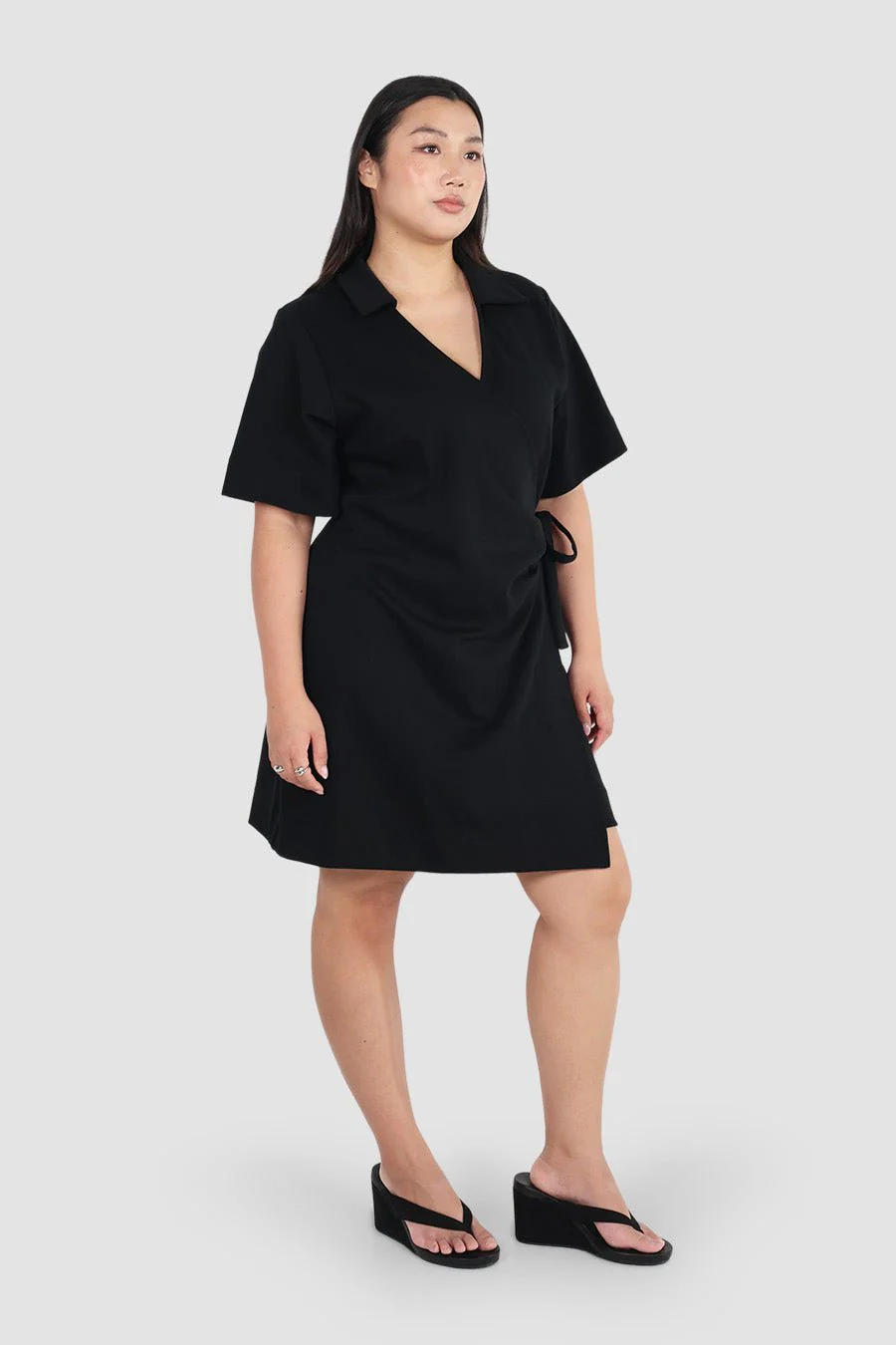 CASA WRAP DRESS BLACK - Image 3