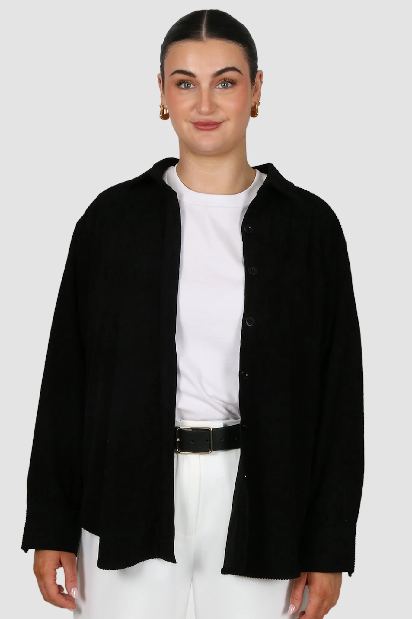 COLTER CORDUROY SHIRT BLACK - Image 2
