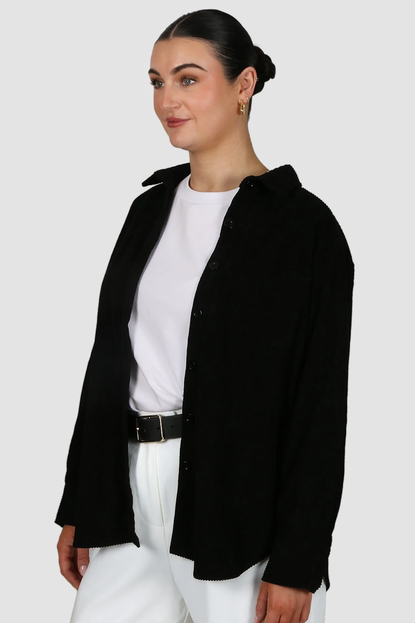 COLTER CORDUROY SHIRT BLACK - Image 5