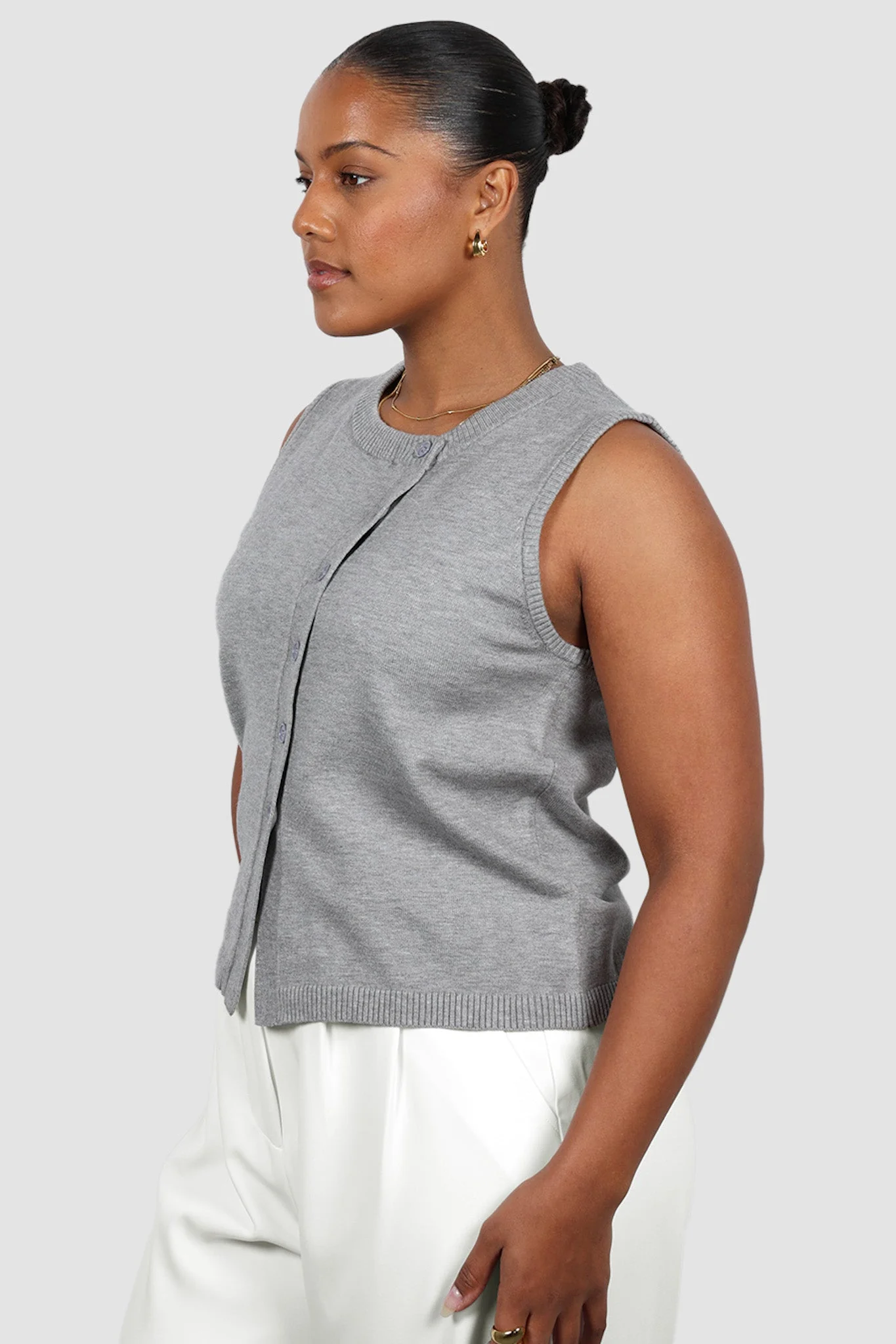 ESTI KNIT VEST GREY MARLE - Image 3