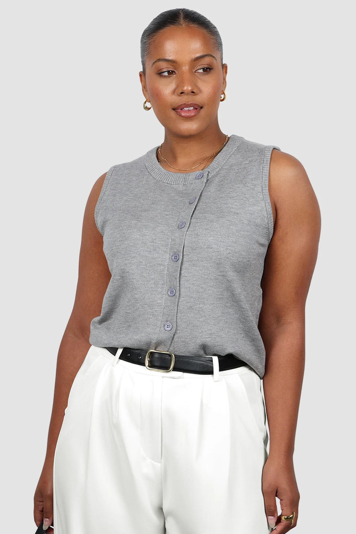 ESTI KNIT VEST GREY MARLE - Image 5