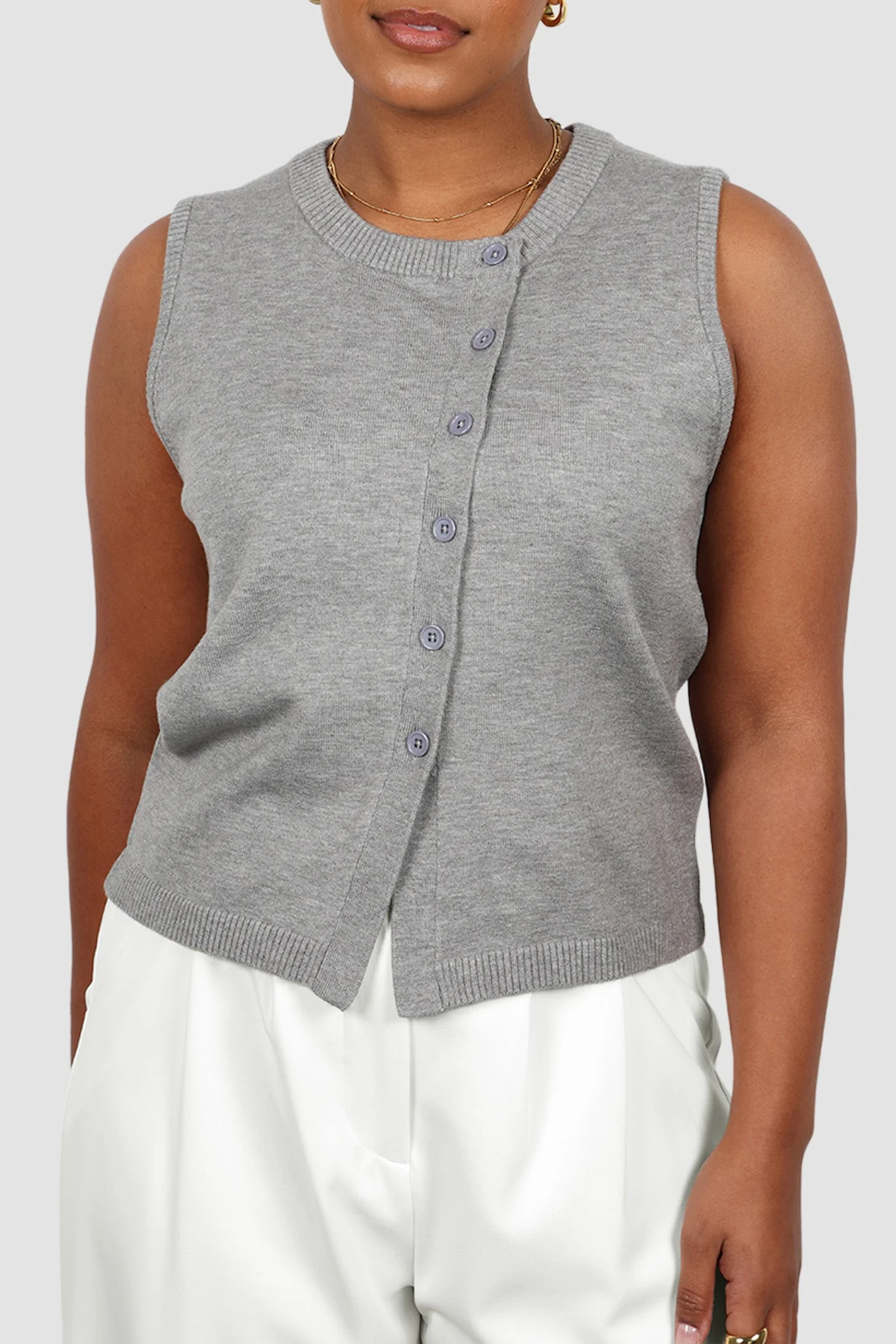 ESTI KNIT VEST GREY MARLE - Image 8