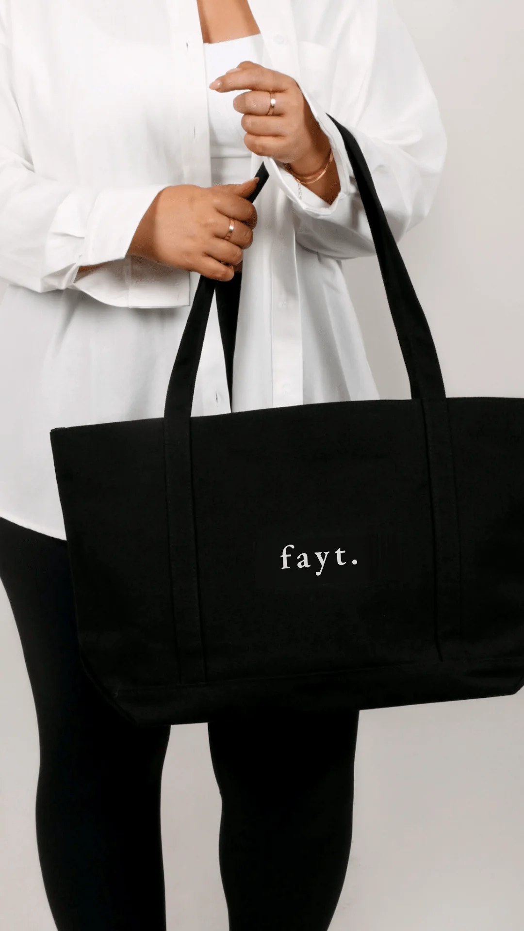 FAYT EMBROIDERED TOTE BAG BLACK - Image 2