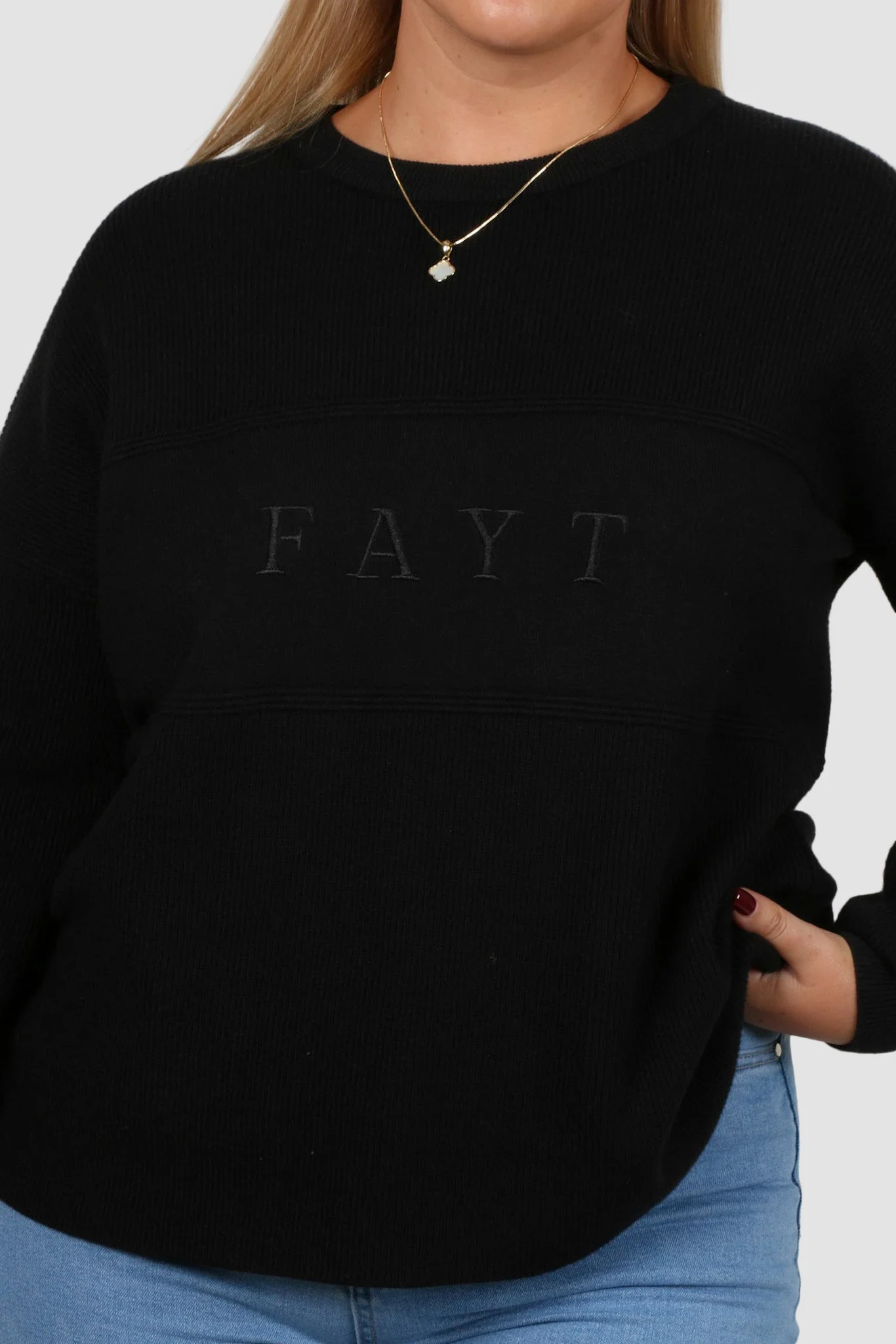 FAYT KNIT SWEATER BLACK - Image 6