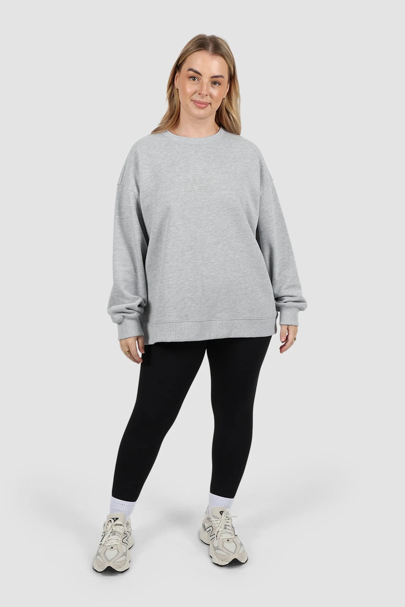 FAYT LOGO CREW NECK SWEATER GREY MARLE - Image 3