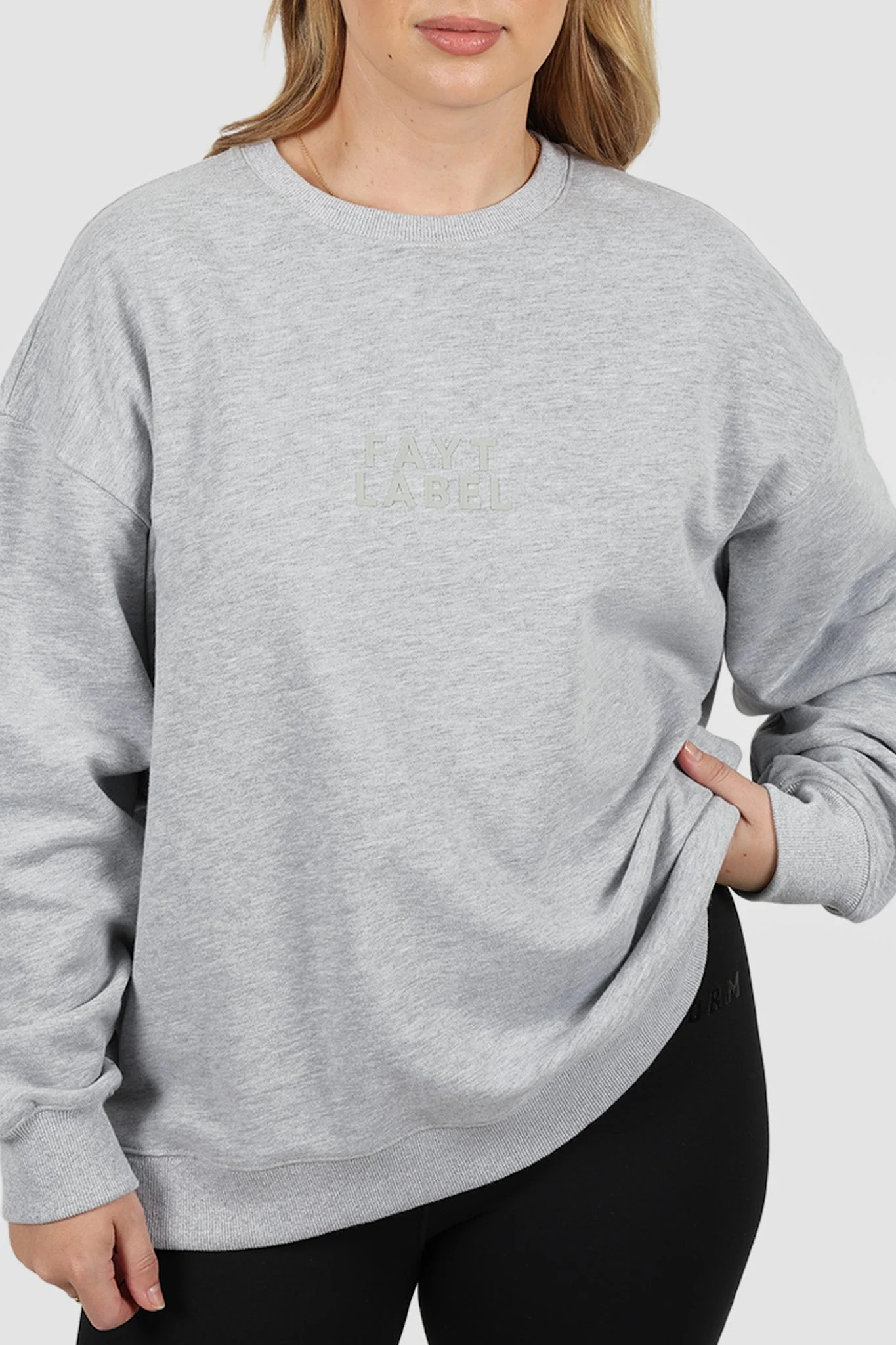 FAYT LOGO CREW NECK SWEATER GREY MARLE - Image 6