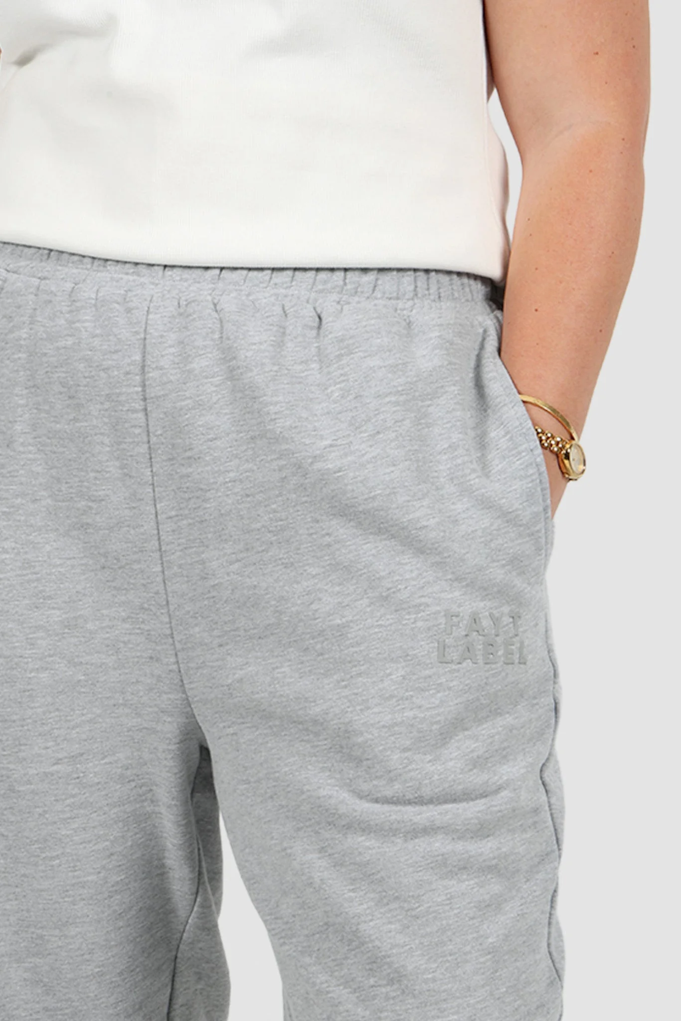 FAYT LOGO CUFF SWEATPANT GREY MARLE - Image 5