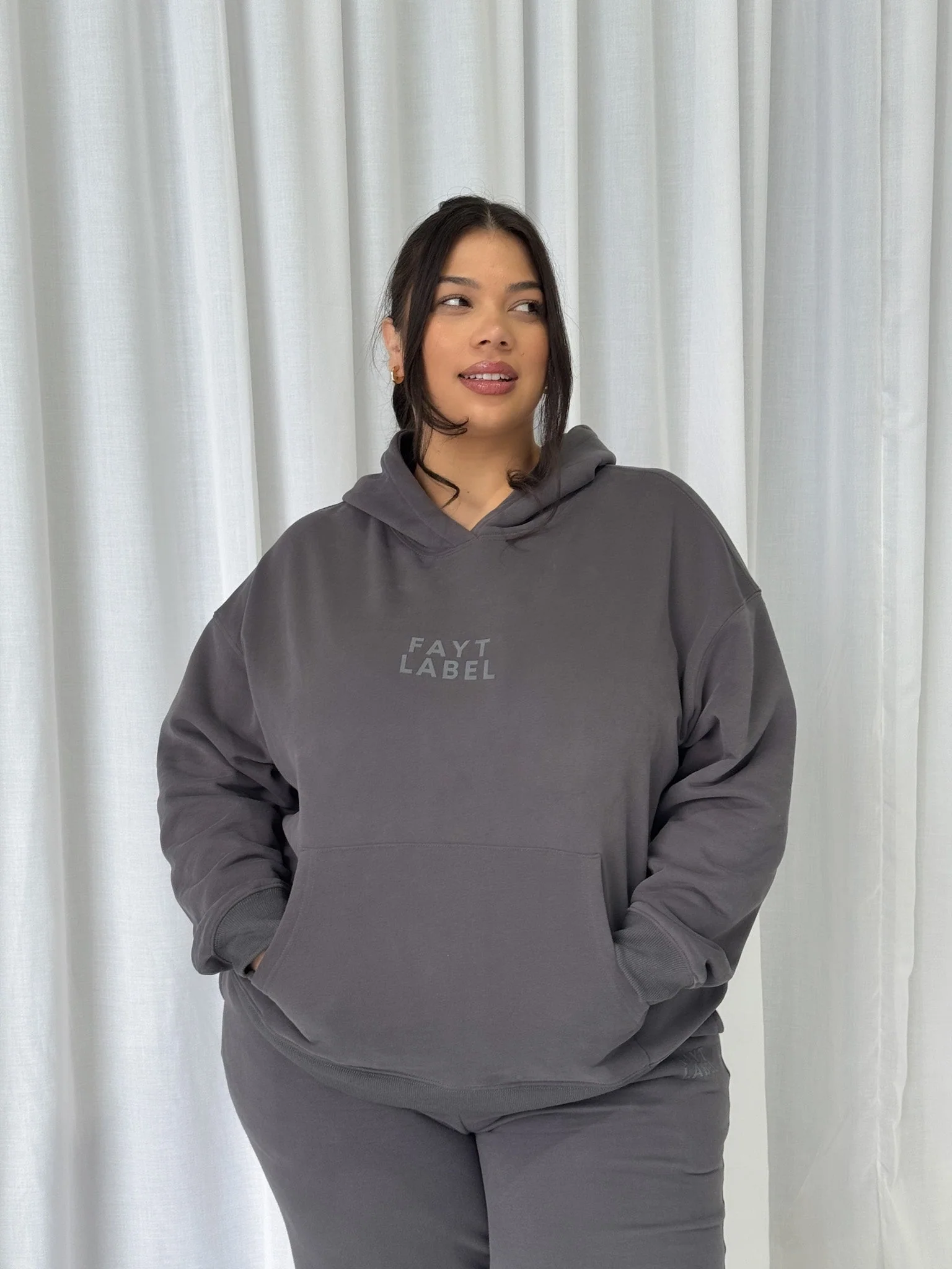 FAYT LOGO HOODIE CHARCOAL