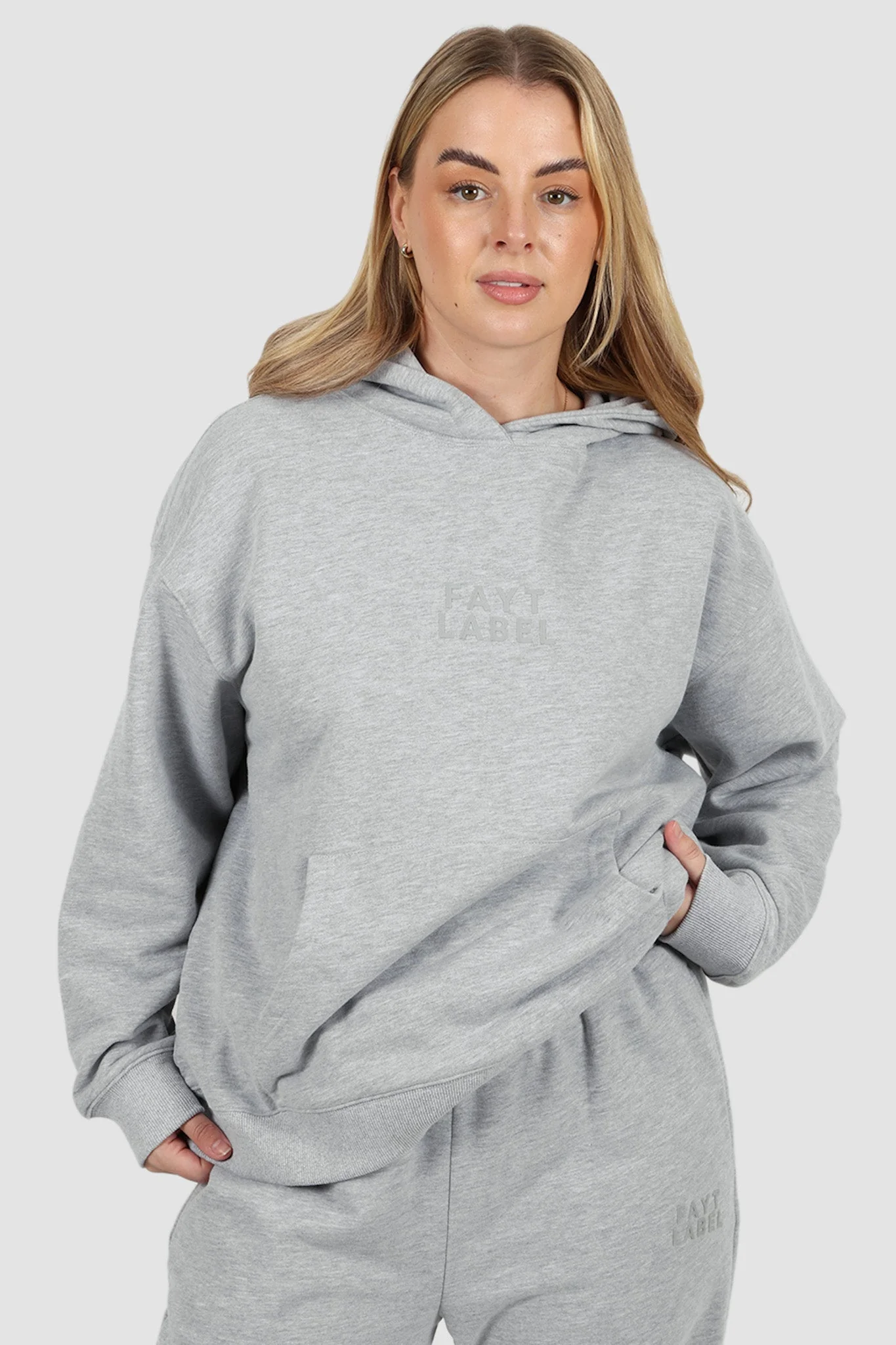 FAYT LOGO HOODIE GREY MARLE - Image 10