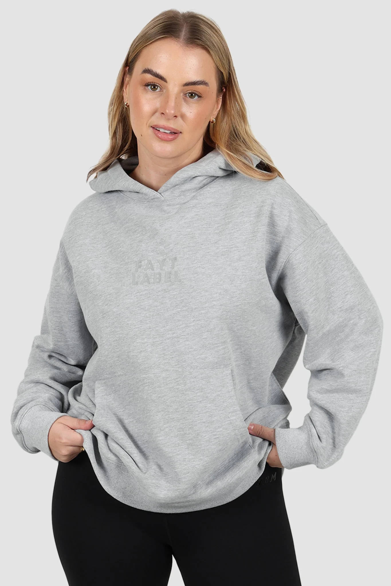 FAYT LOGO HOODIE GREY MARLE - Image 5