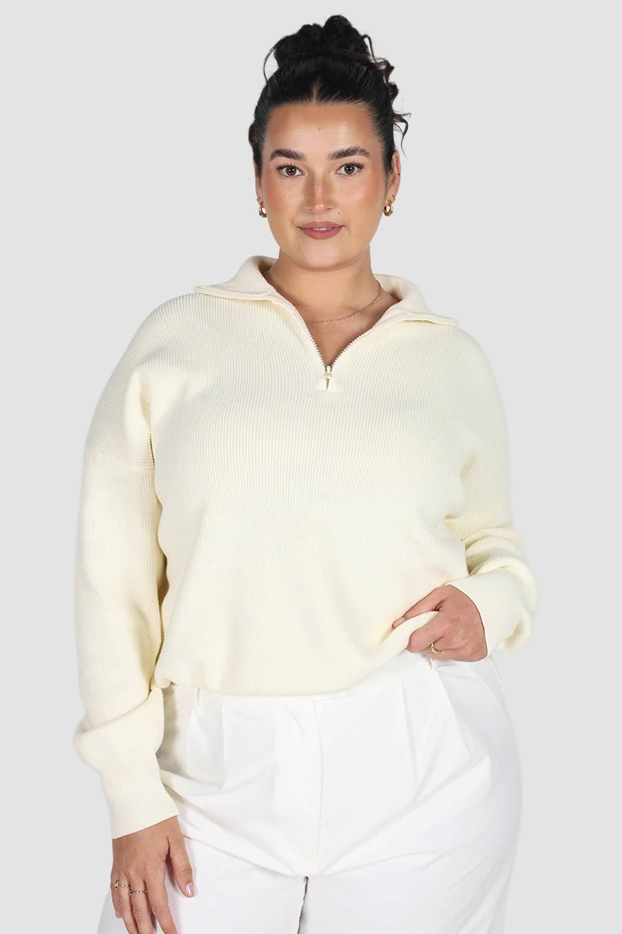 FLETCHER ZIP KNIT MILK