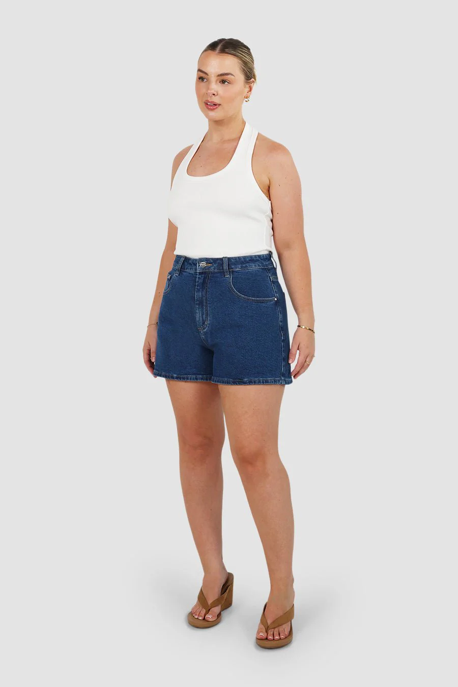 GREER DENIM SHORTS MID BLUE - Image 3