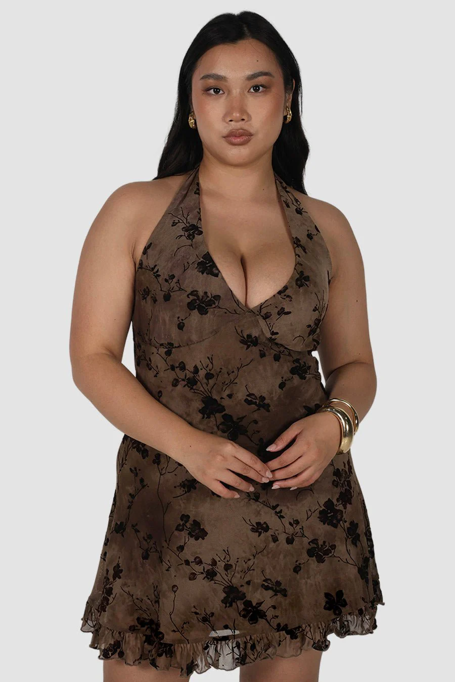 HAVANA HALTER DRESS SEPIA PETAL - Image 2