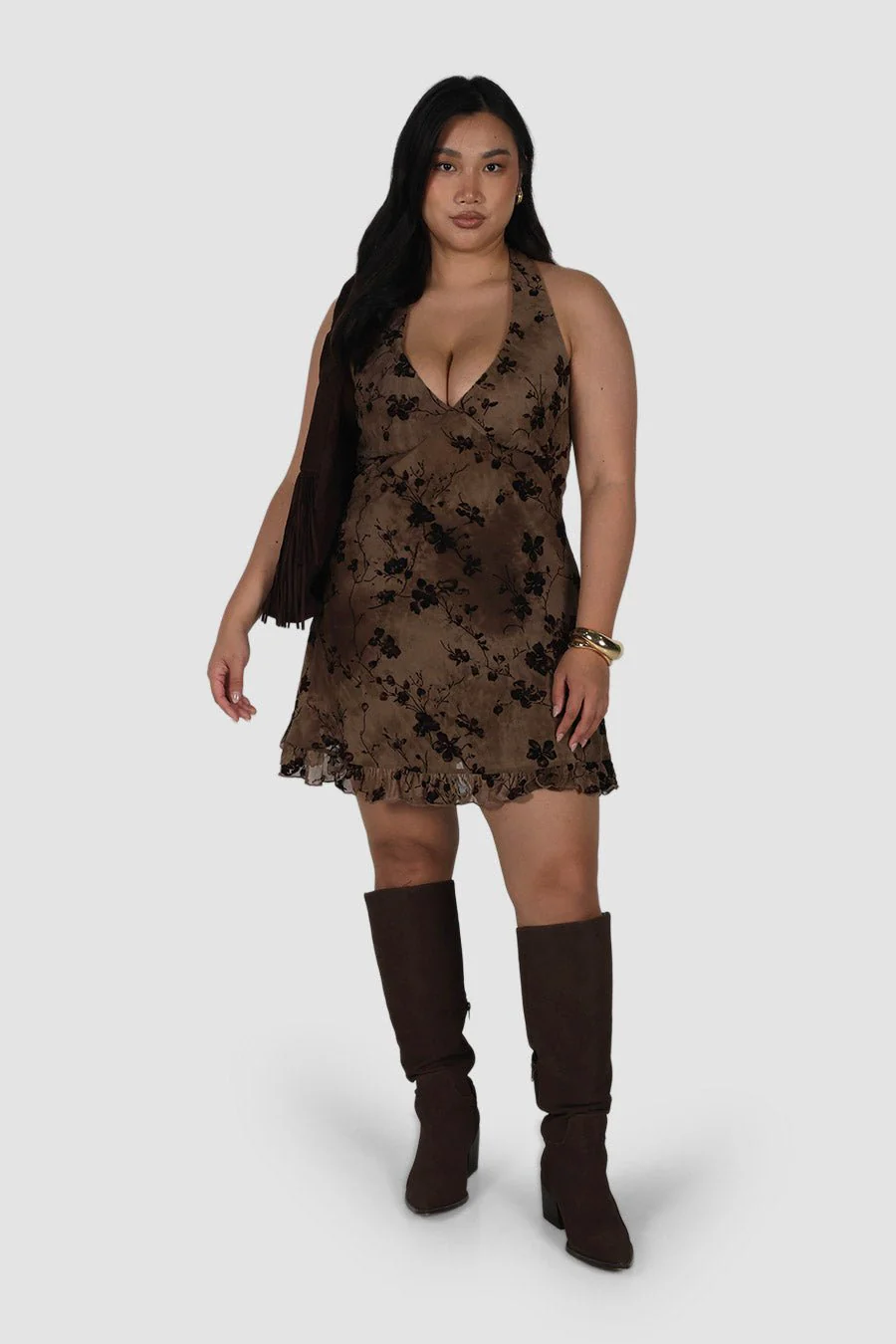 HAVANA HALTER DRESS SEPIA PETAL - Image 3