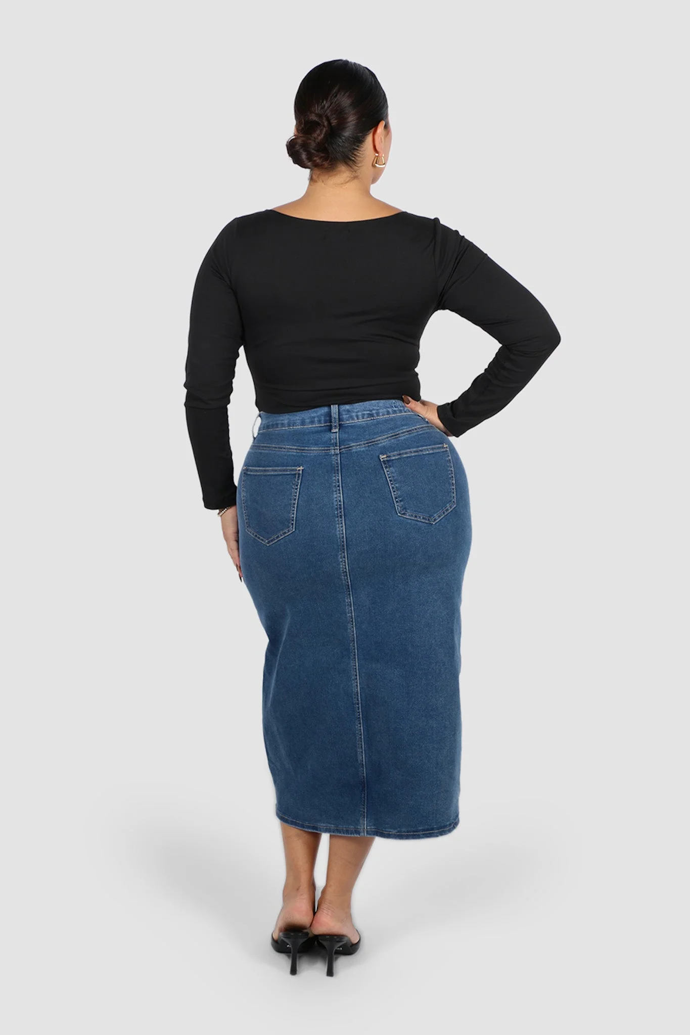 HUDSON MIDI SKIRT DEEP BLUE - Image 3