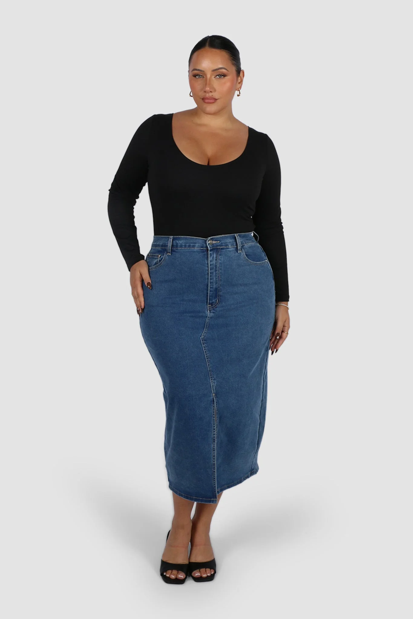 HUDSON MIDI SKIRT DEEP BLUE - Image 5