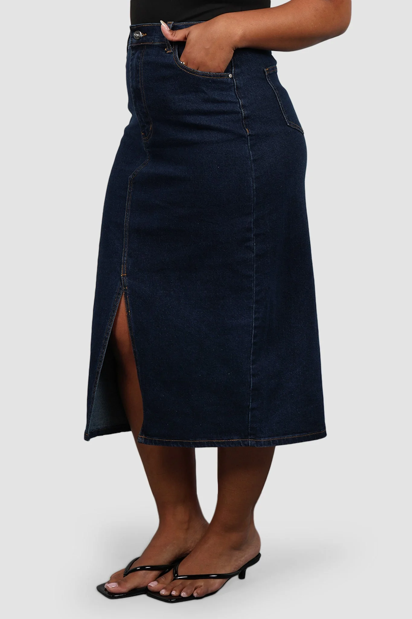 HUDSON MIDI SKIRT MIDNIGHT BLUE - Image 3