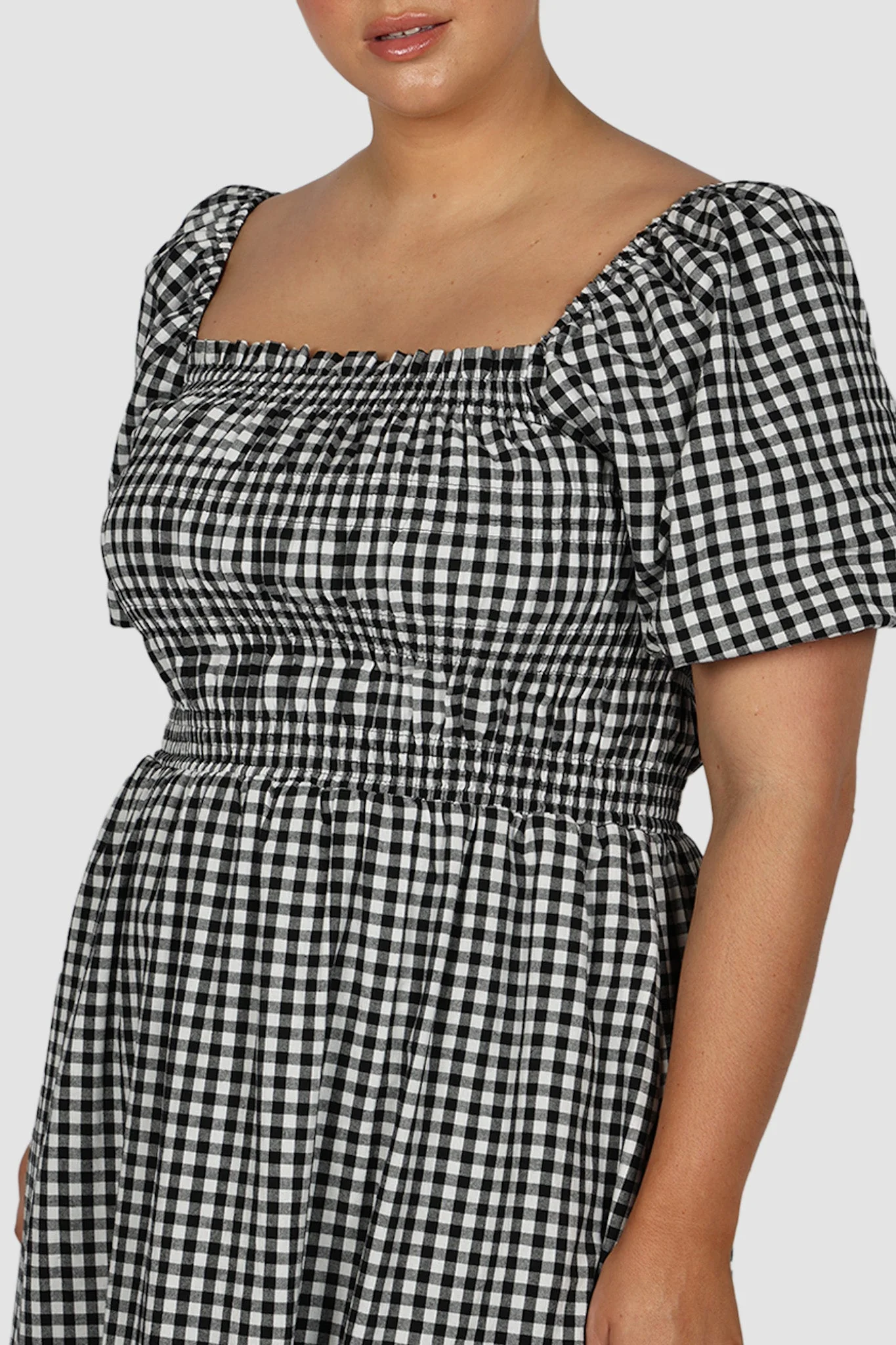 ISMAE MAXI DRESS B&W GINGHAM - Image 2