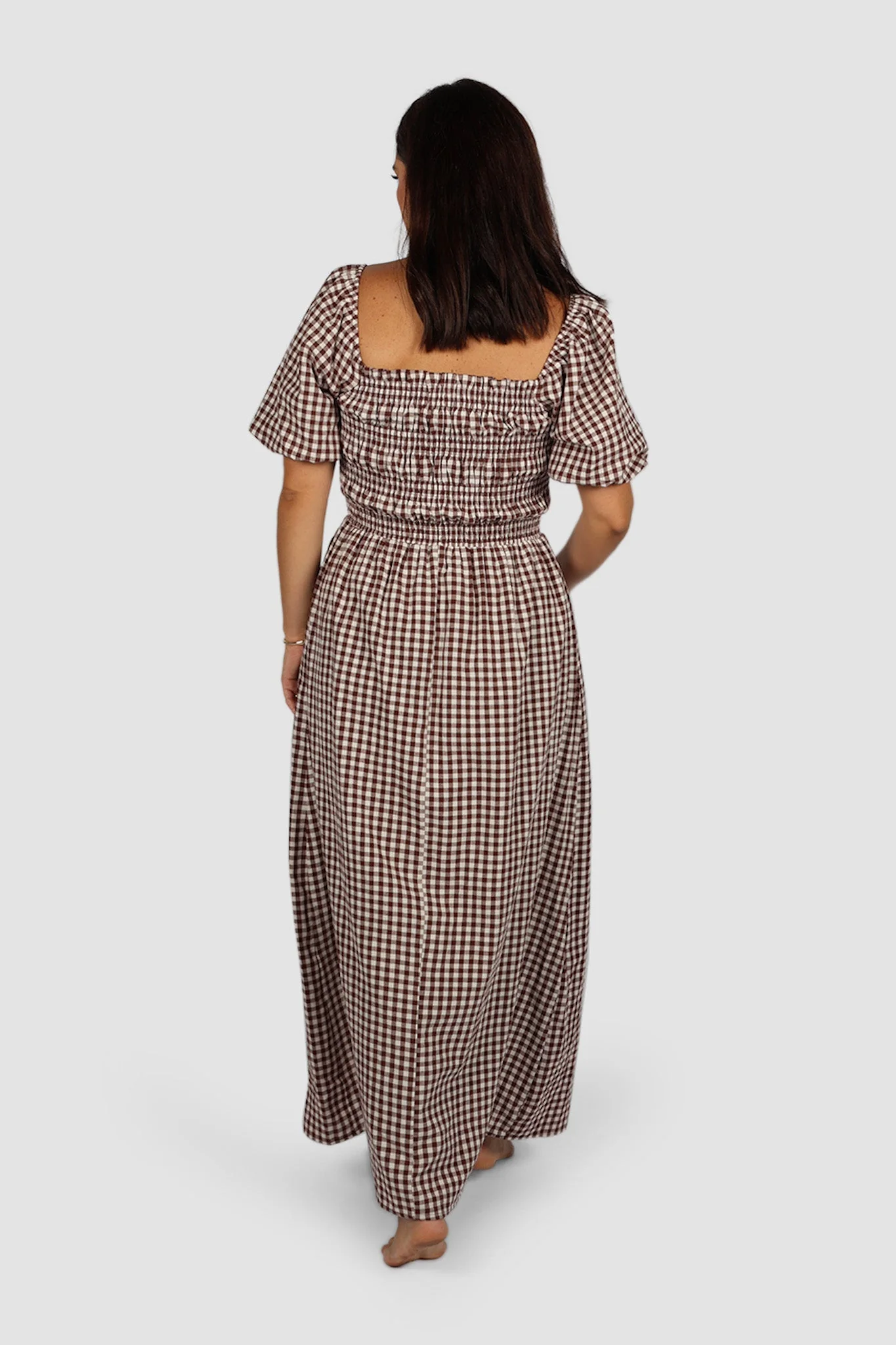 ISMAE MAXI DRESS CHOC GINGHAM - Image 3