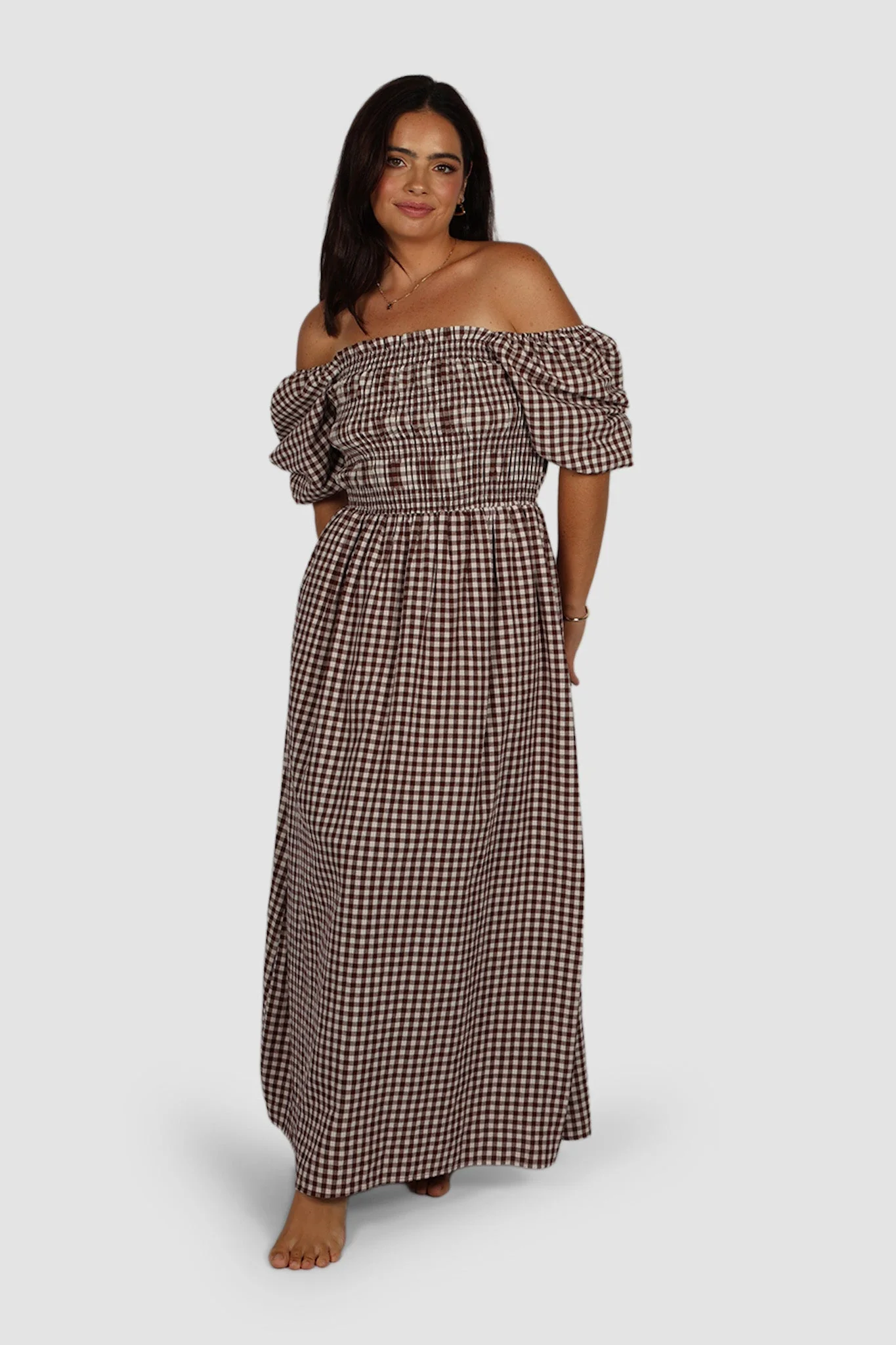 ISMAE MAXI DRESS CHOC GINGHAM - Image 6