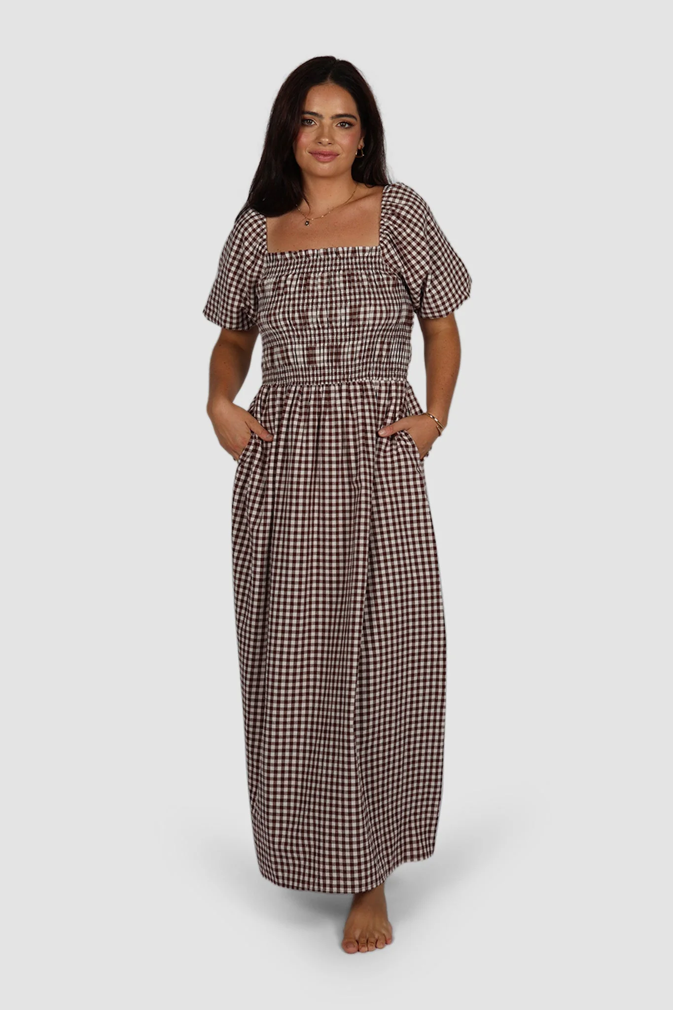 ISMAE MAXI DRESS CHOC GINGHAM - Image 8