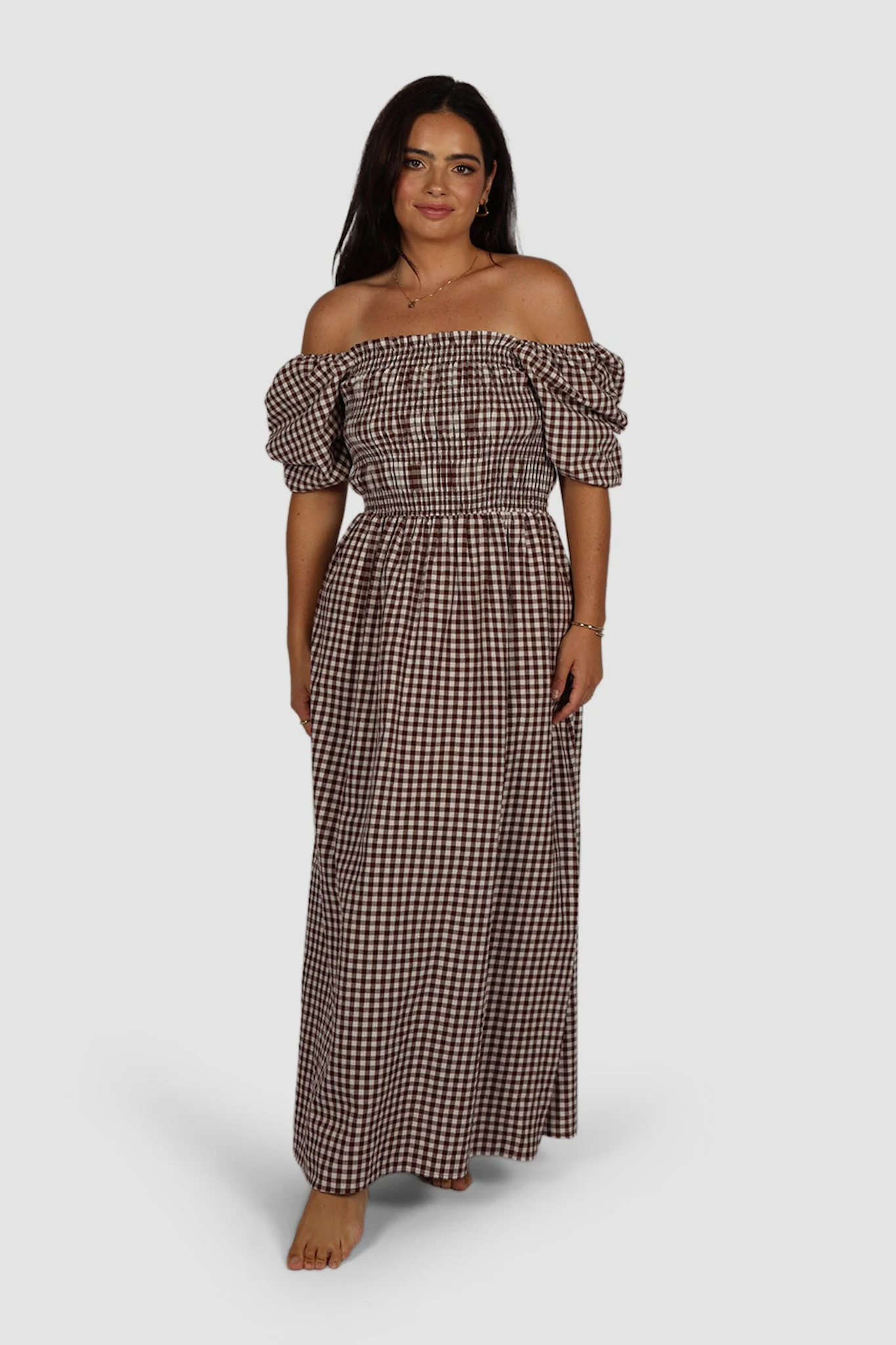 ISMAE MAXI DRESS CHOC GINGHAM - Image 9