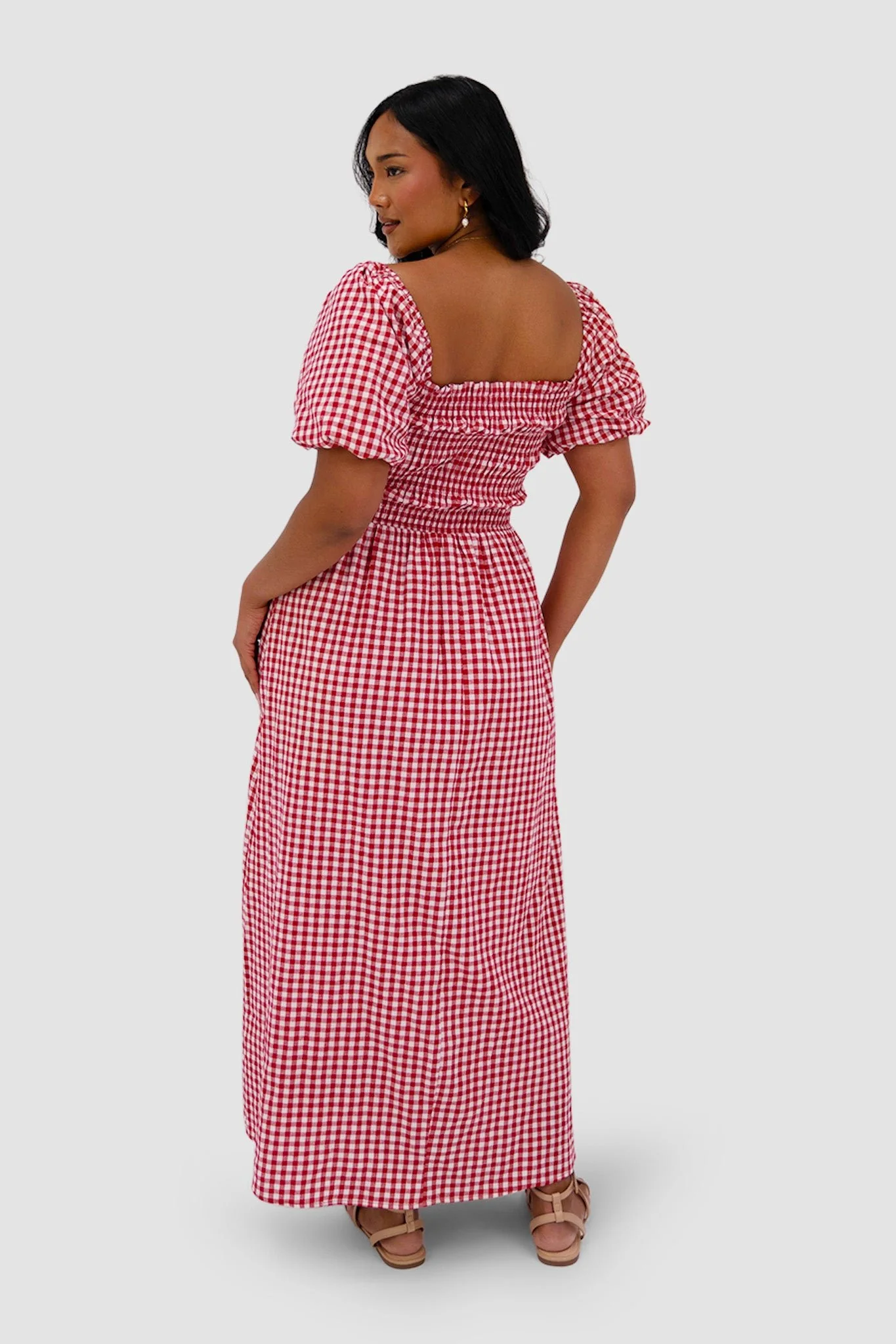 ISMAE MAXI DRESS RED GINGHAM - Image 2