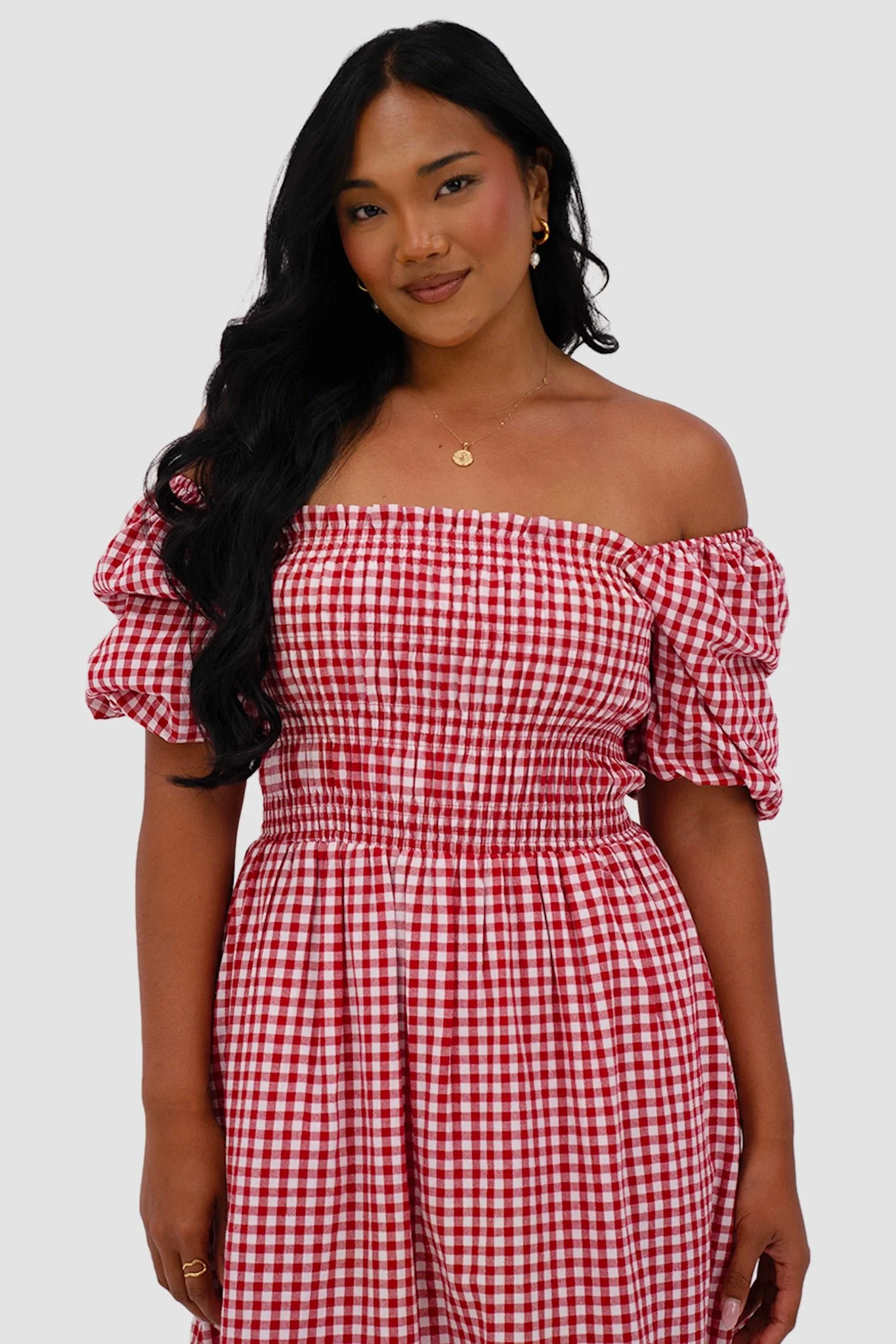 ISMAE MAXI DRESS RED GINGHAM - Image 4