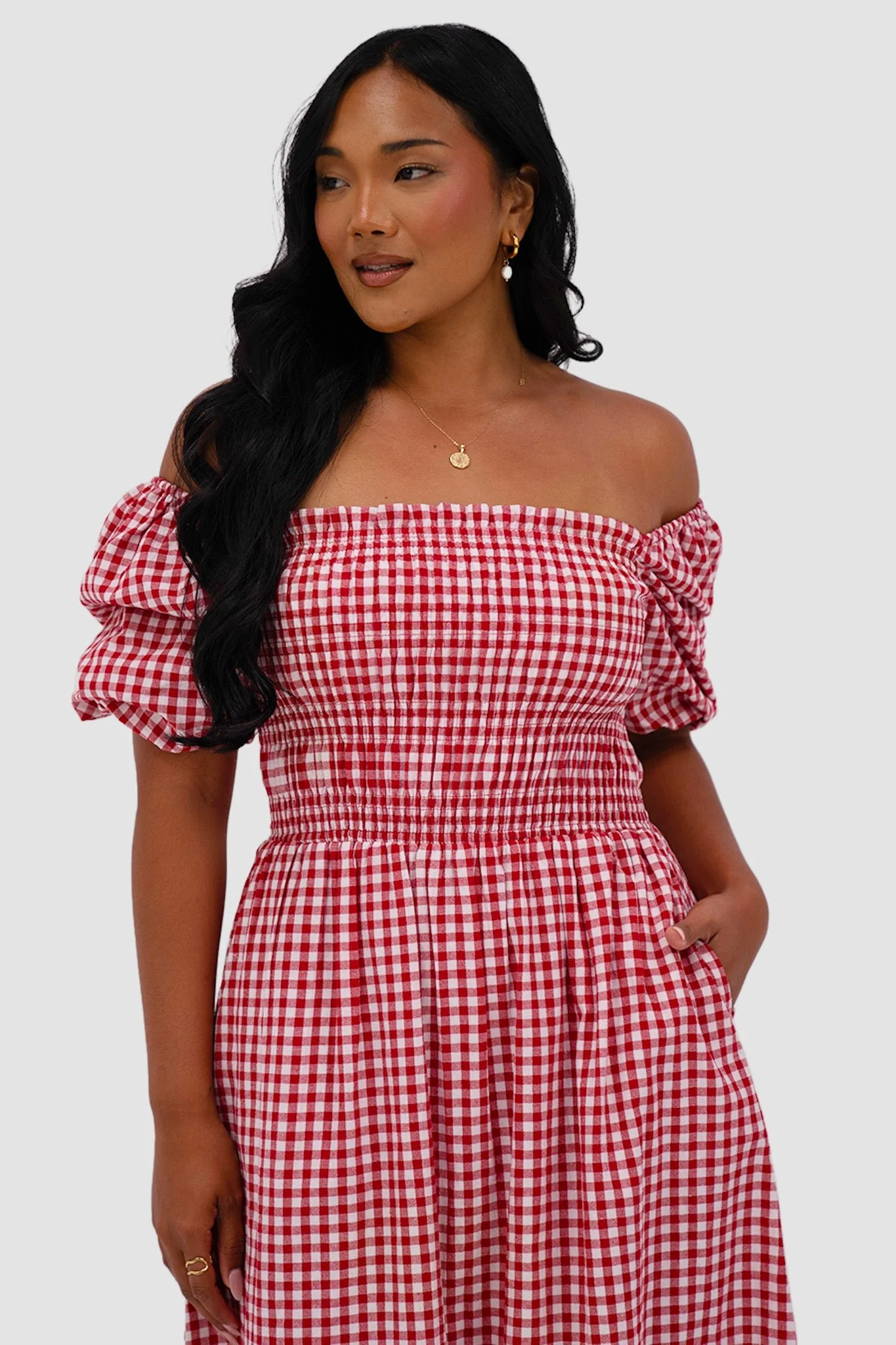 ISMAE MAXI DRESS RED GINGHAM - Image 6